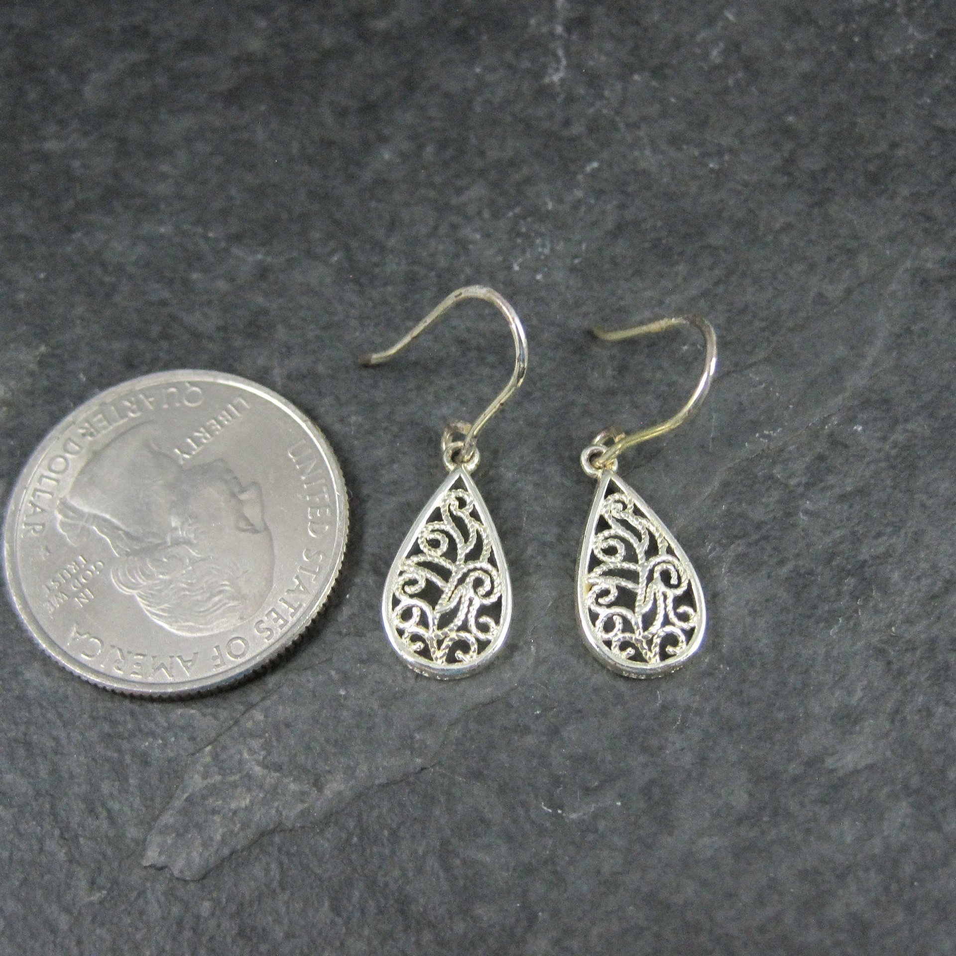 Small Vintage Sterling Filigree Earrings