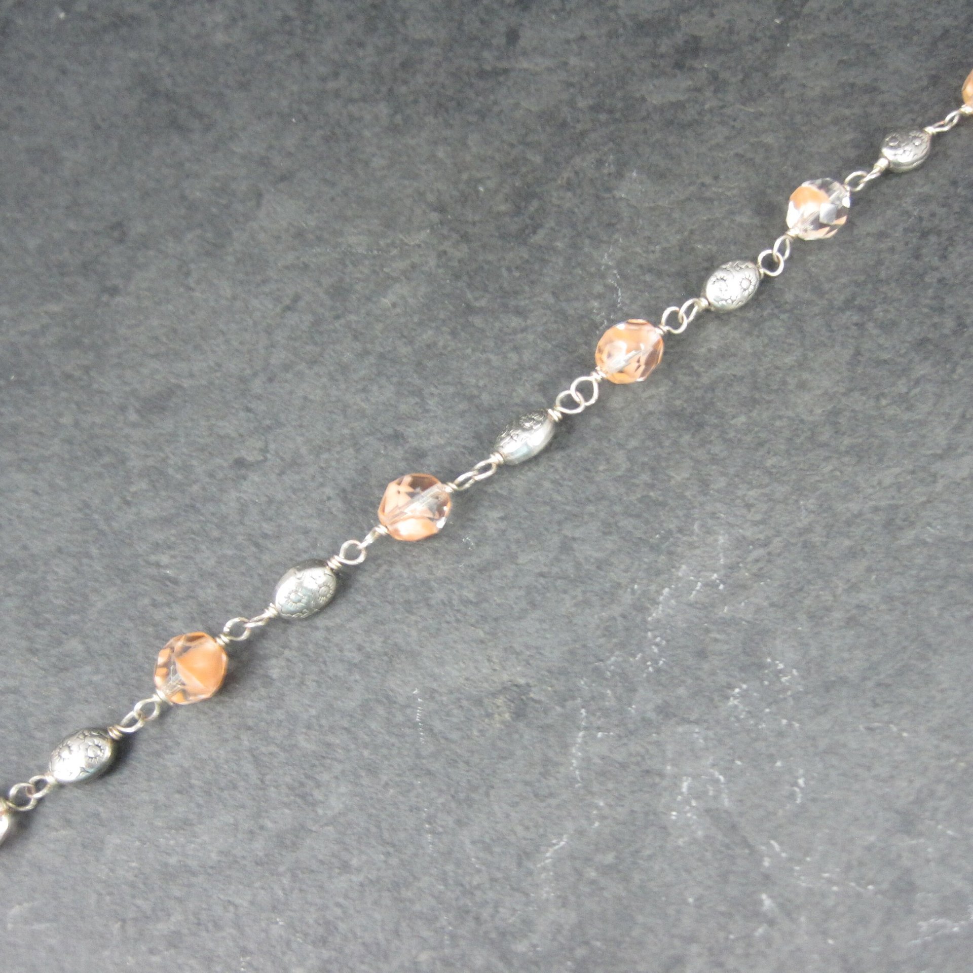 Vintage Sterling Art Glass Sun Bracelet 7.25"
