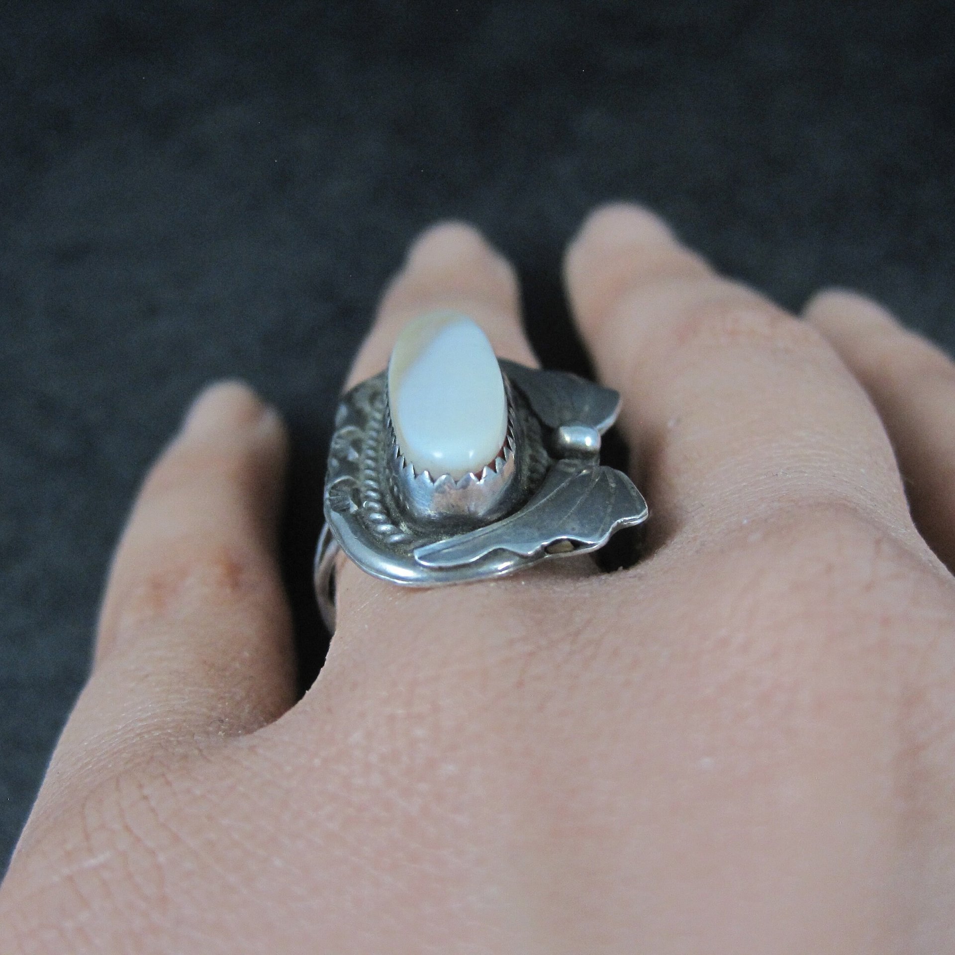 Southwestern Sterling Mother of Pearl Ring Size 6.75