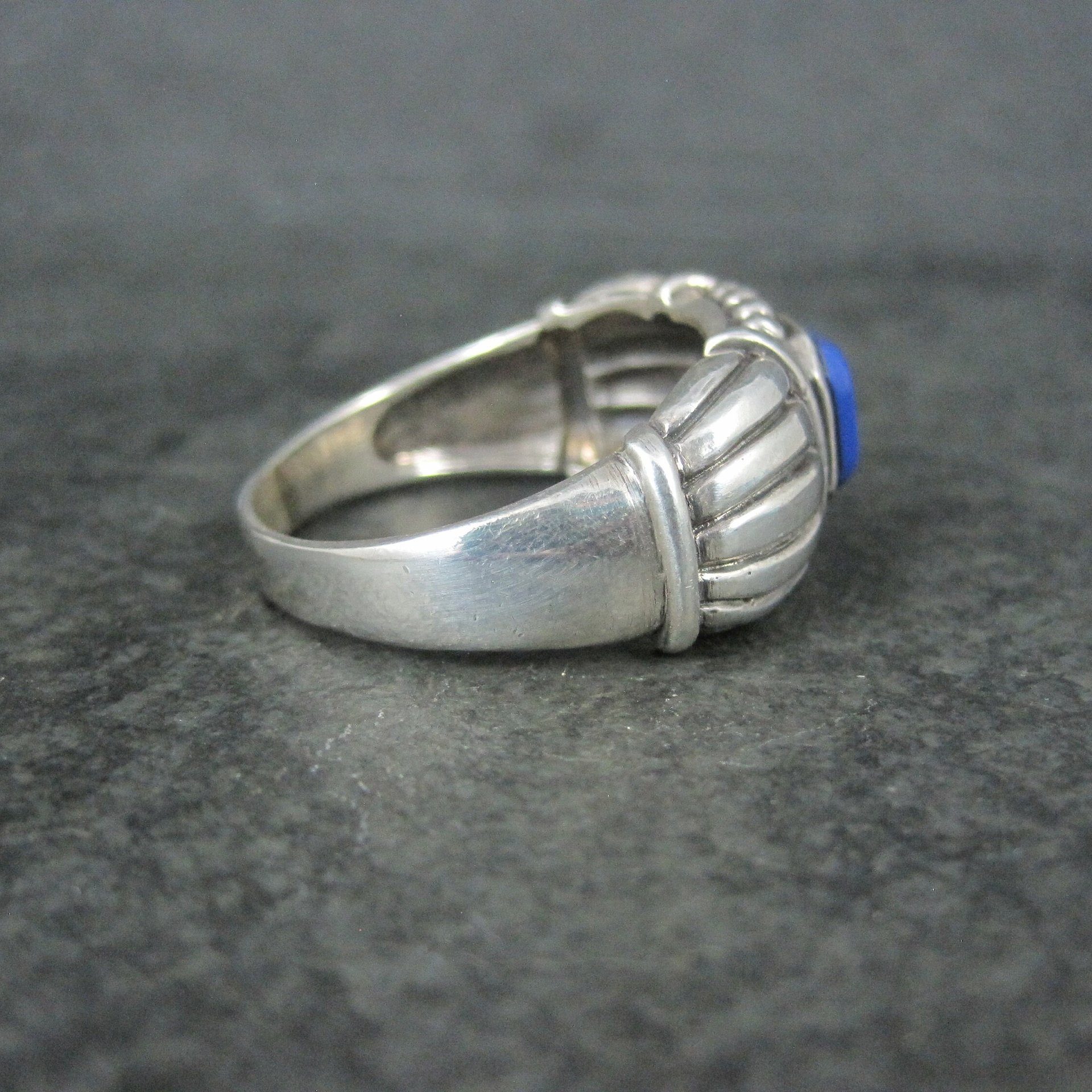 Vintage Sterling Faux Lapis Ring Size 14