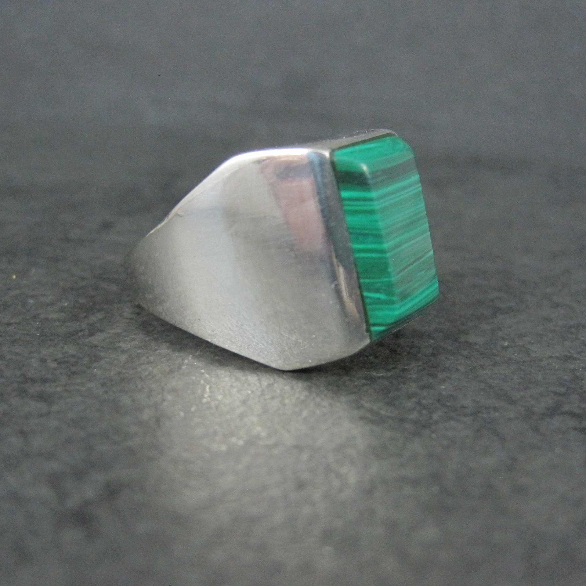 Mens Sterling Faux Malachite Ring Size 12