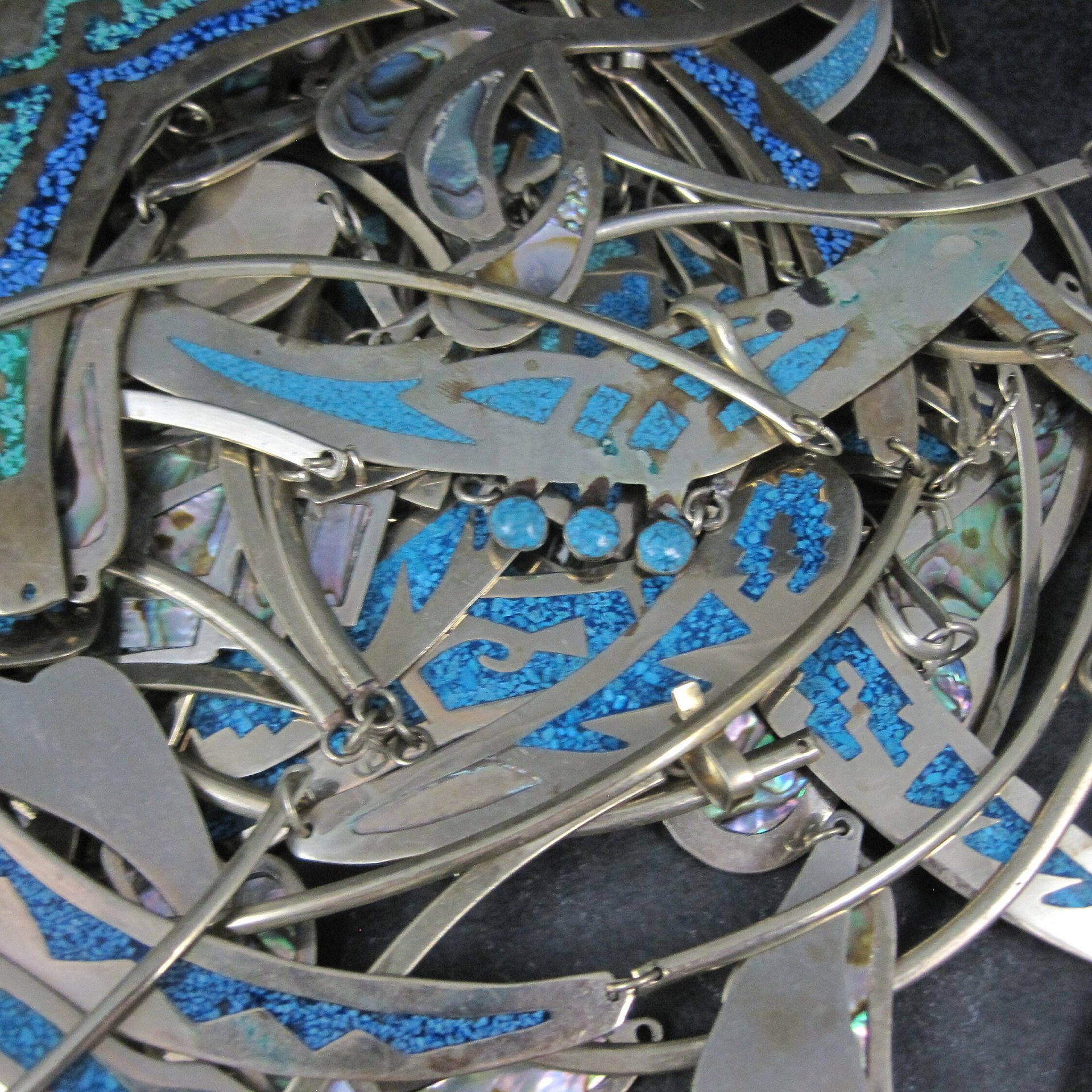 Vintage Alpaca Inlay Necklace Job Lot