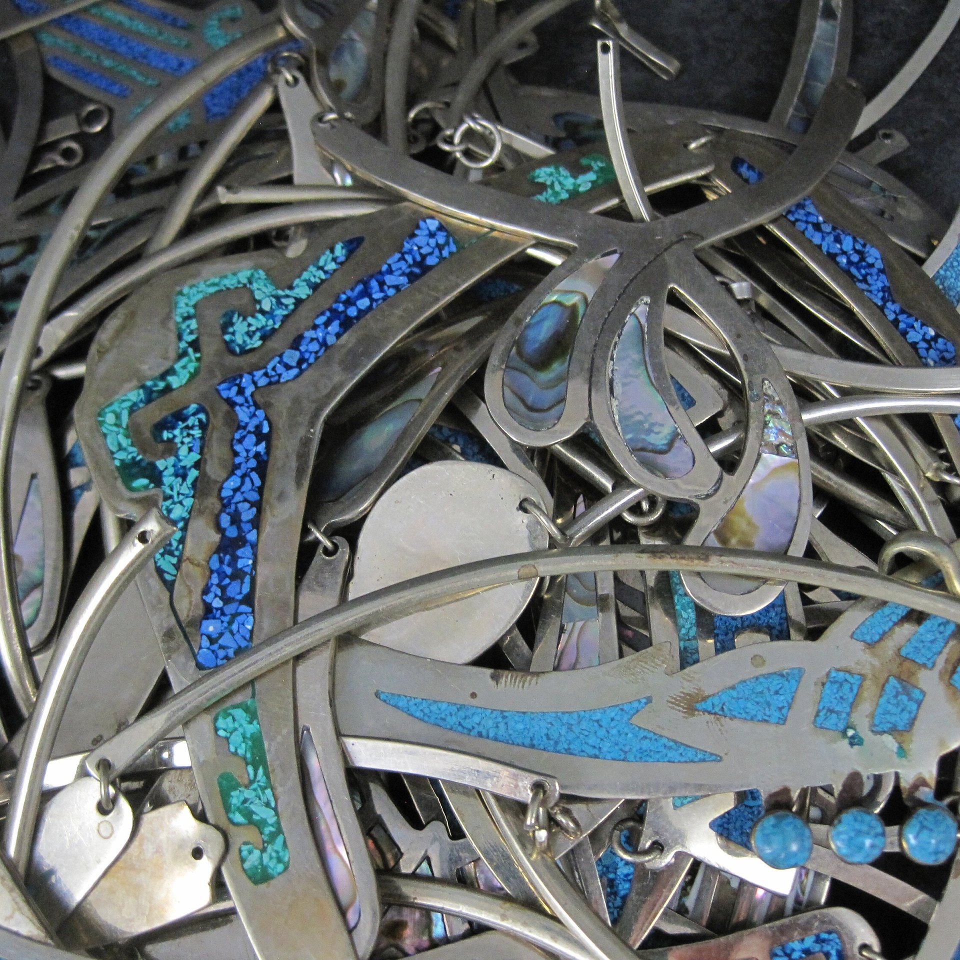 Vintage Alpaca Inlay Necklace Job Lot