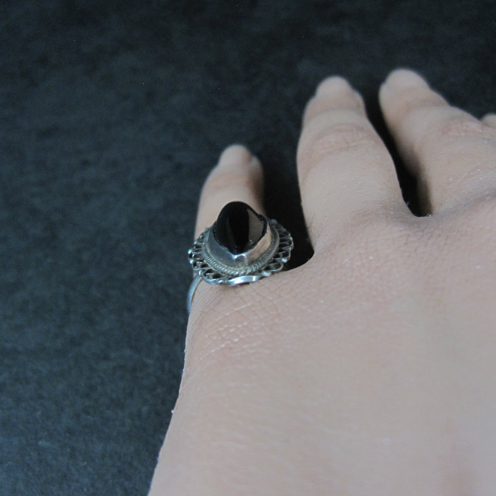 Vintage Mexican Sterling Onyx Ring Size 4.5