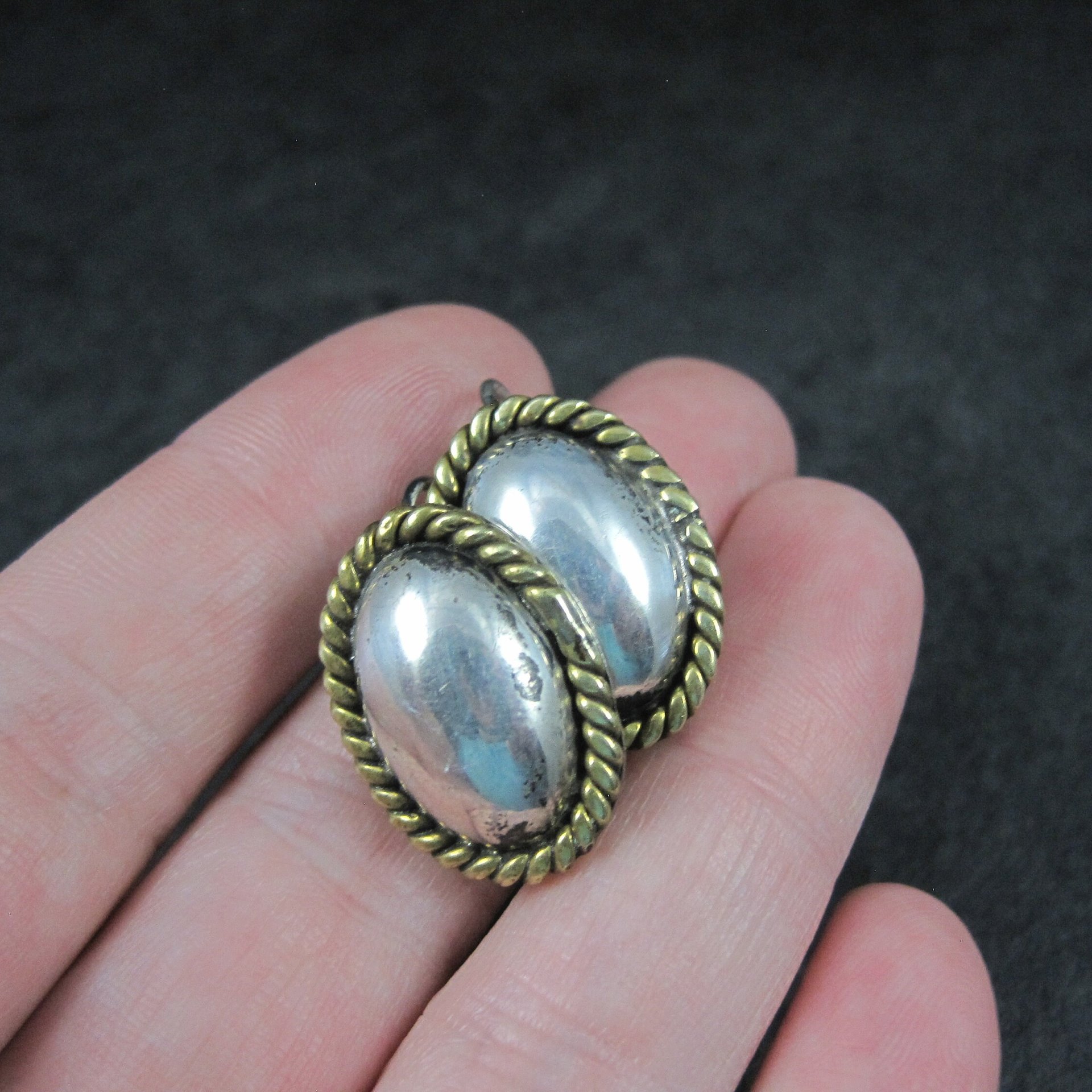 Vintage Mexican Sterling Brass Earrings