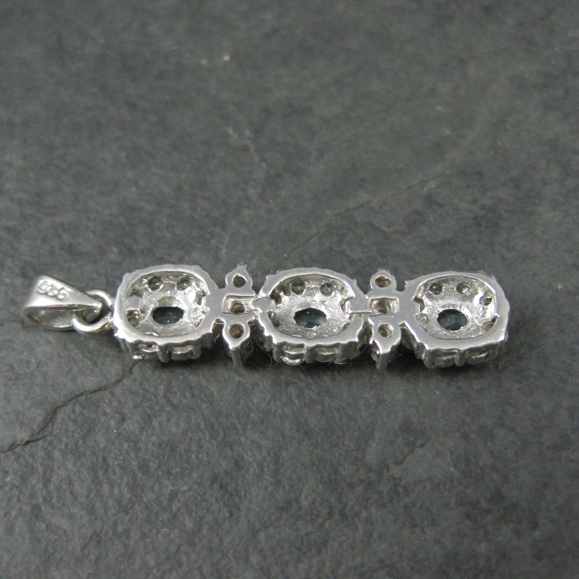 Vintage Sterling Topaz Cubic Zirconia Halo Pendant
