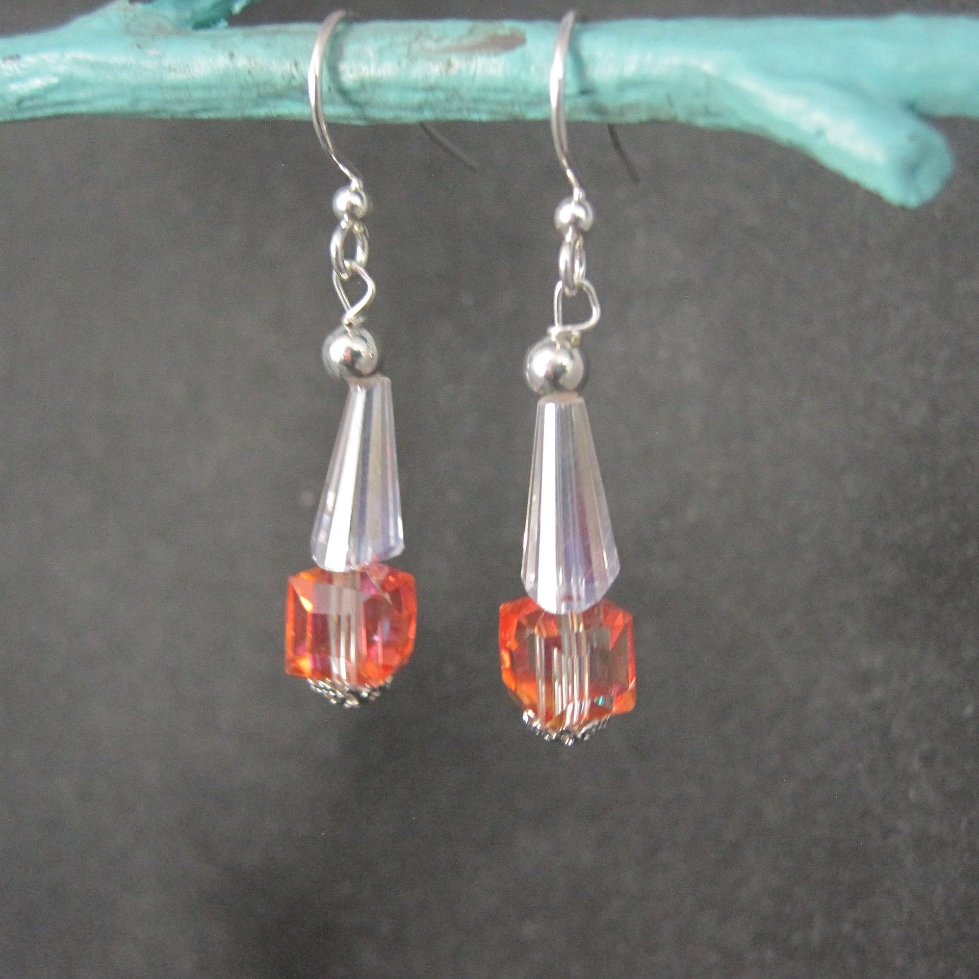 Long Vintage Austrian Crystal Earrings