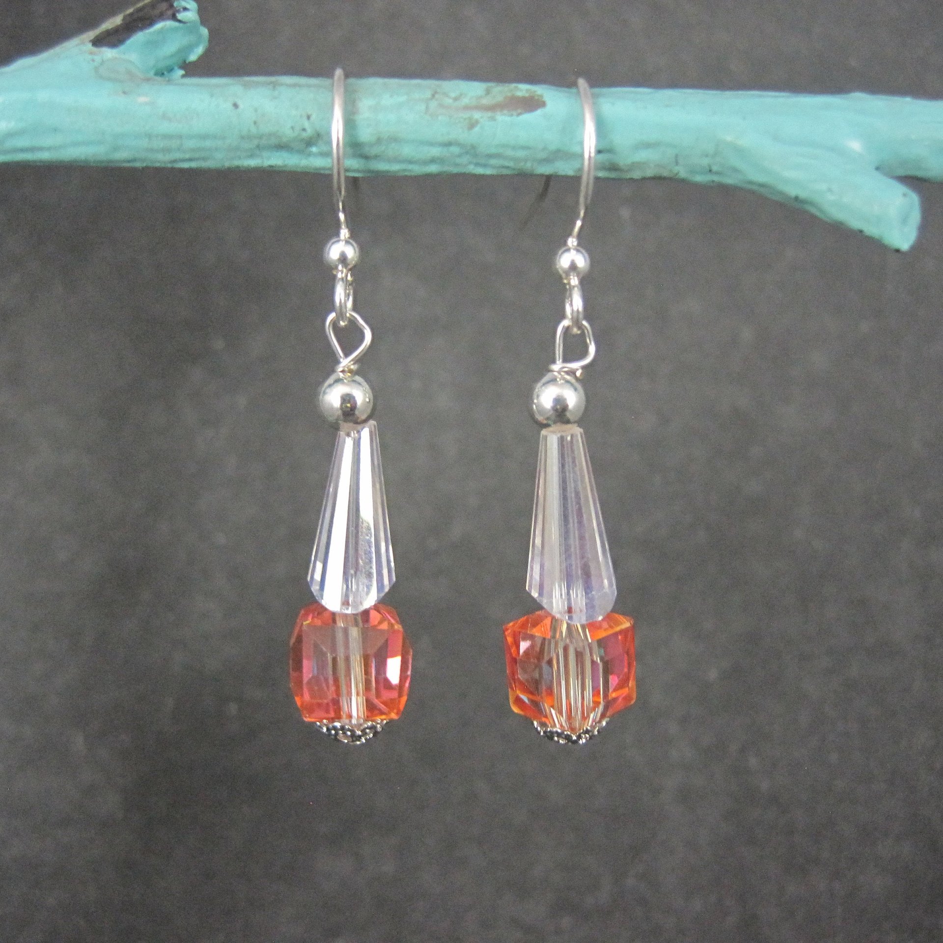 Long Vintage Austrian Crystal Earrings