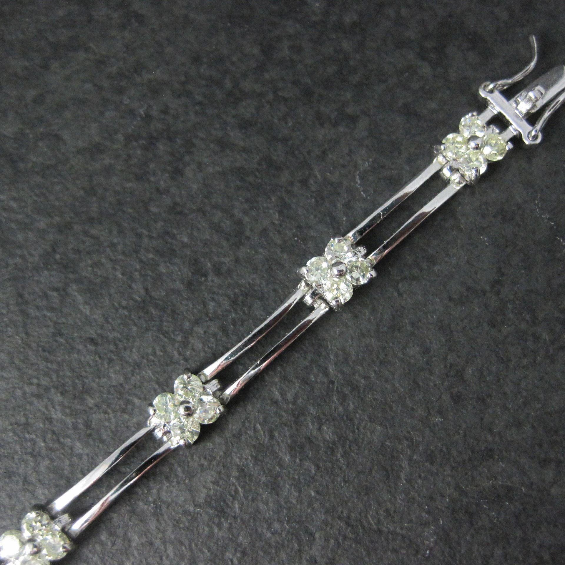 Vintage Sterling Yellow Cz Flower Bracelet 7.25 Inches
