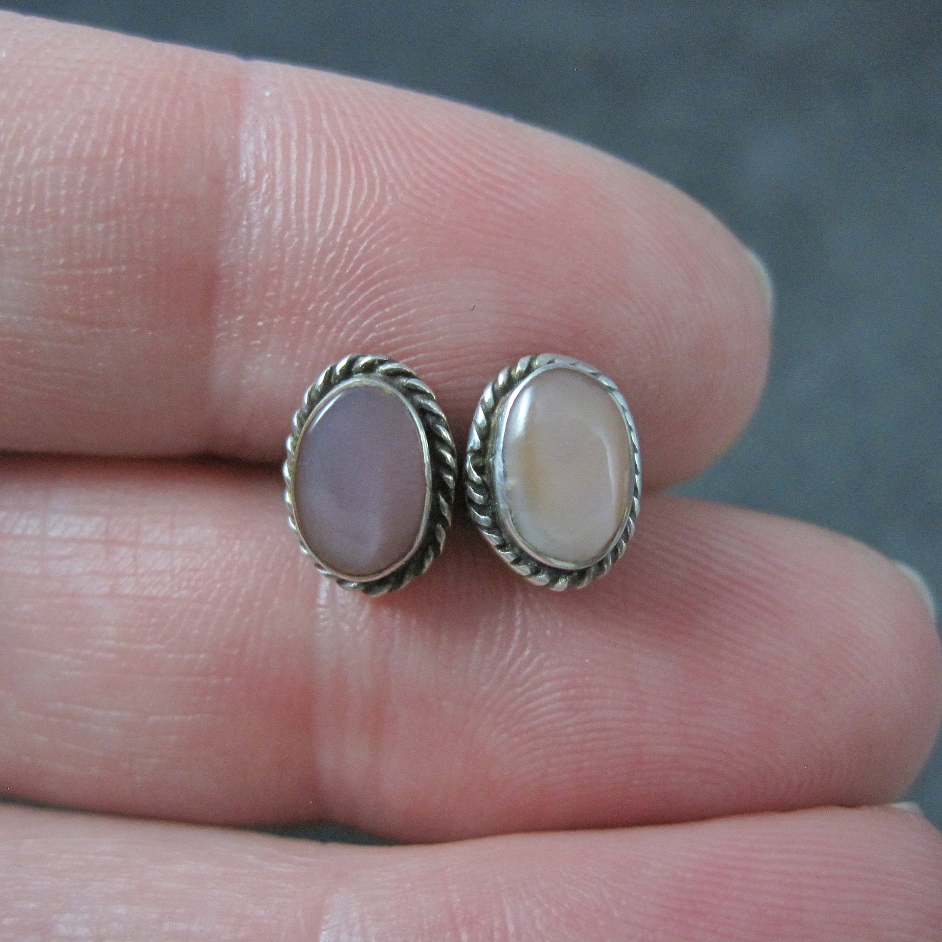 Southwestern Sterling Pink Mother of Pearl Stud Earrings