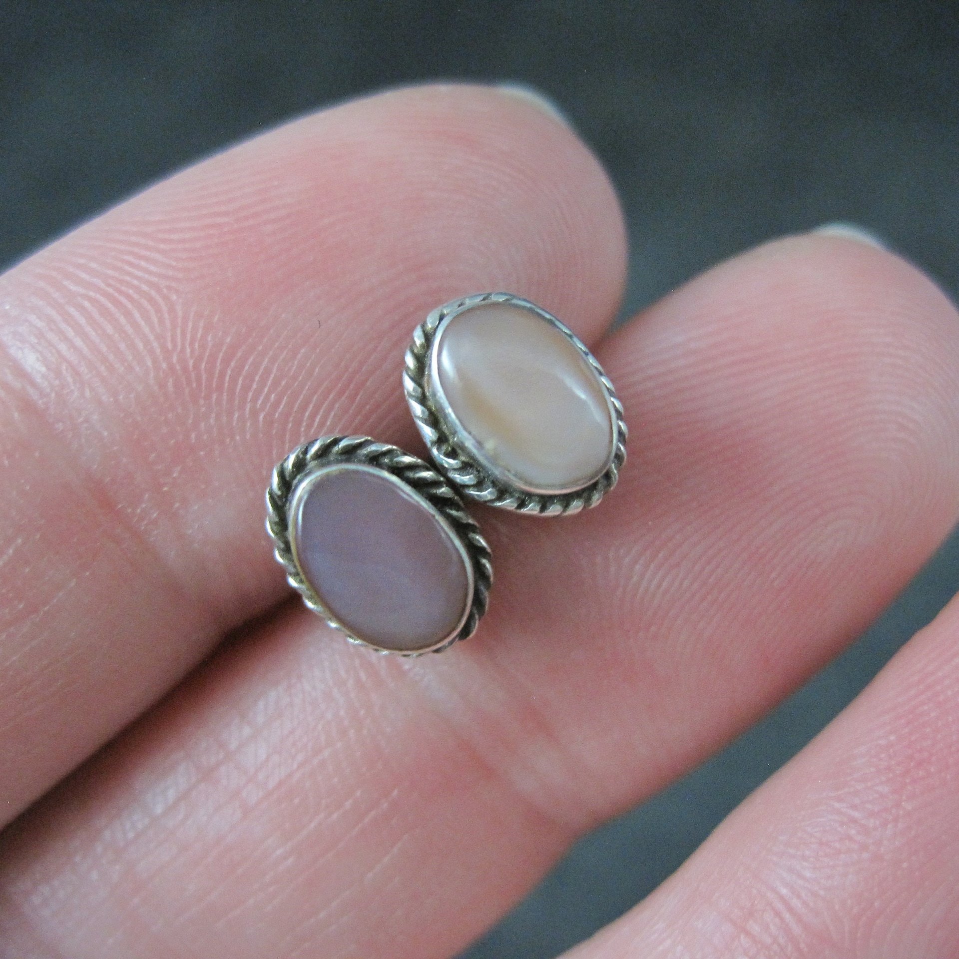 Southwestern Sterling Pink Mother of Pearl Stud Earrings