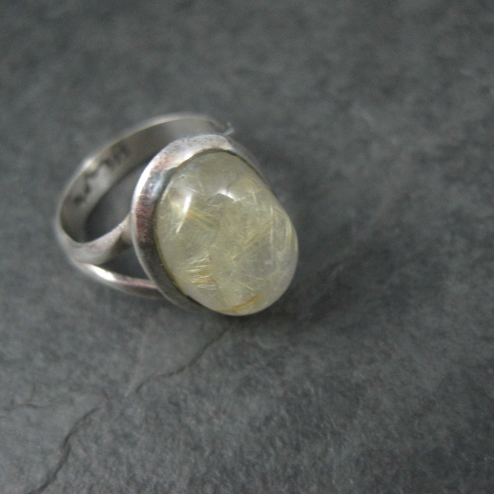 Vintage Sterling Rutilated Quartz Ring Size 6