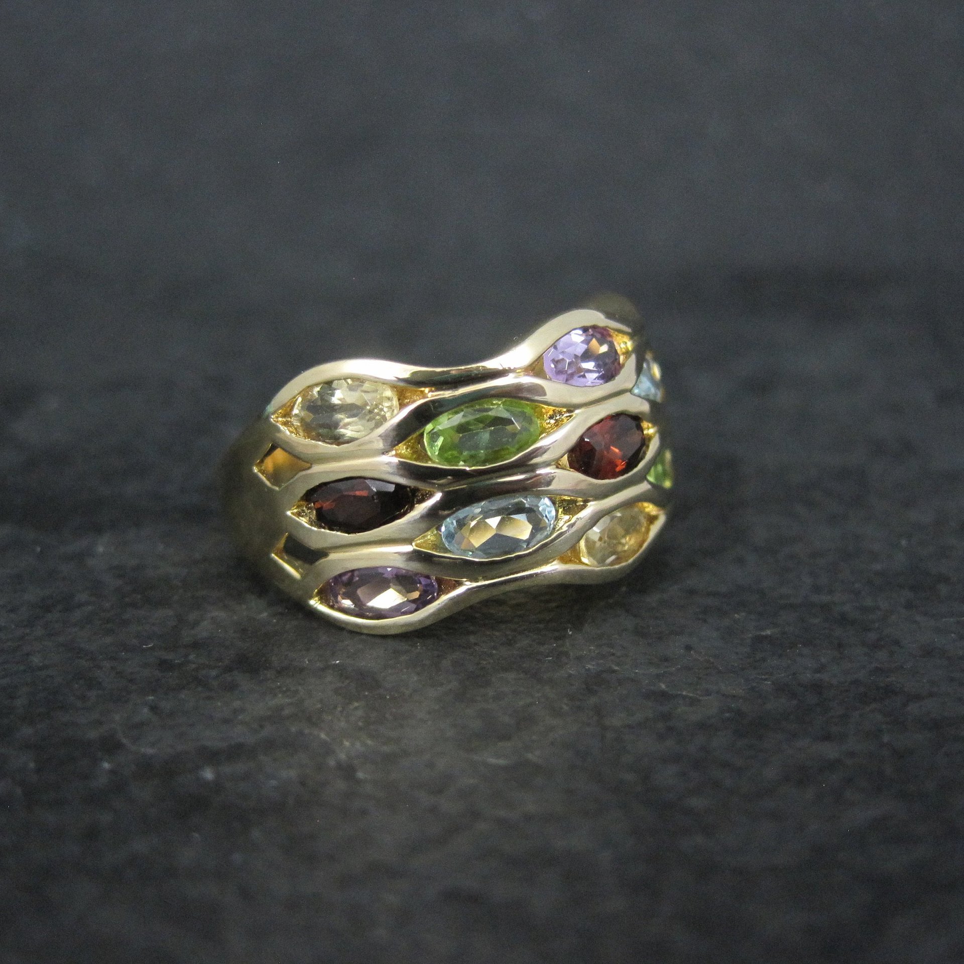 Vintage Vermeil Sterling Gemstone Ring Size 8