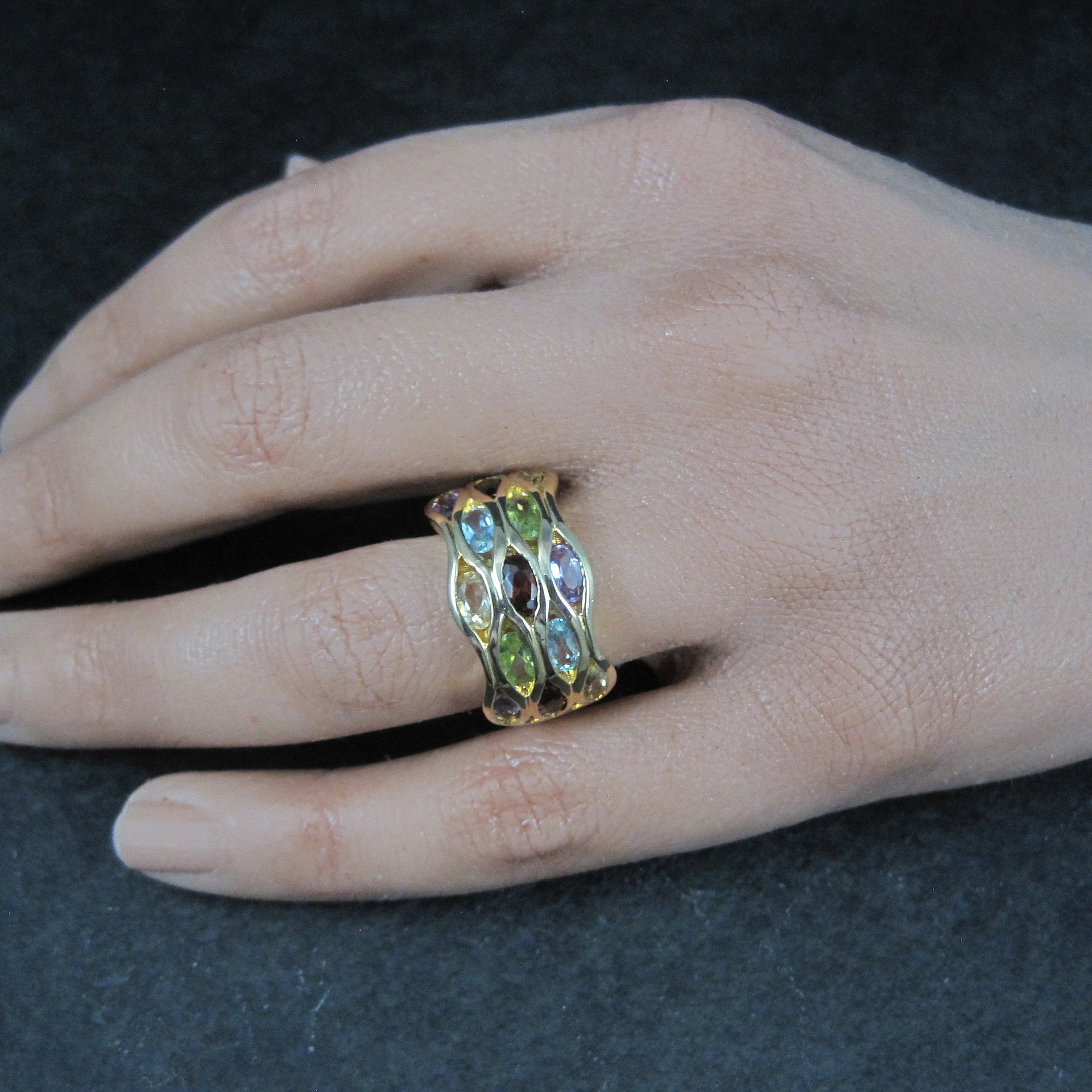 Vintage Vermeil Sterling Gemstone Ring Size 8