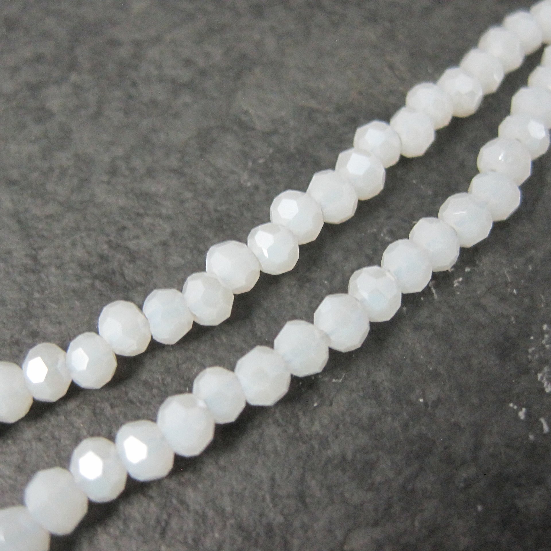 White Faceted Glass Beads 3mm 10" Strand