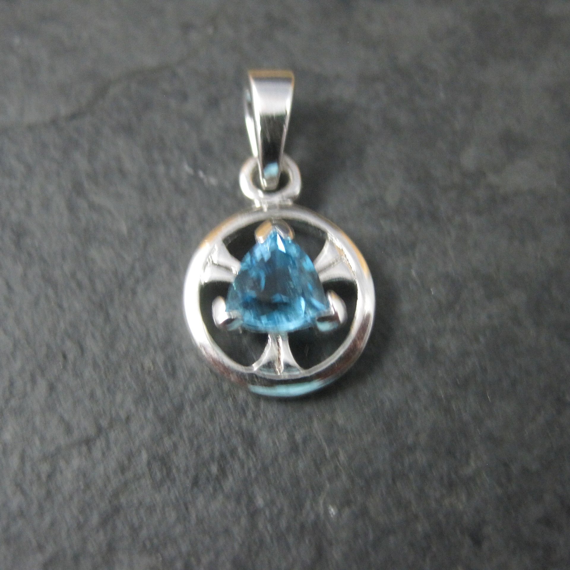 Small Sterling Blue Topaz Pendant