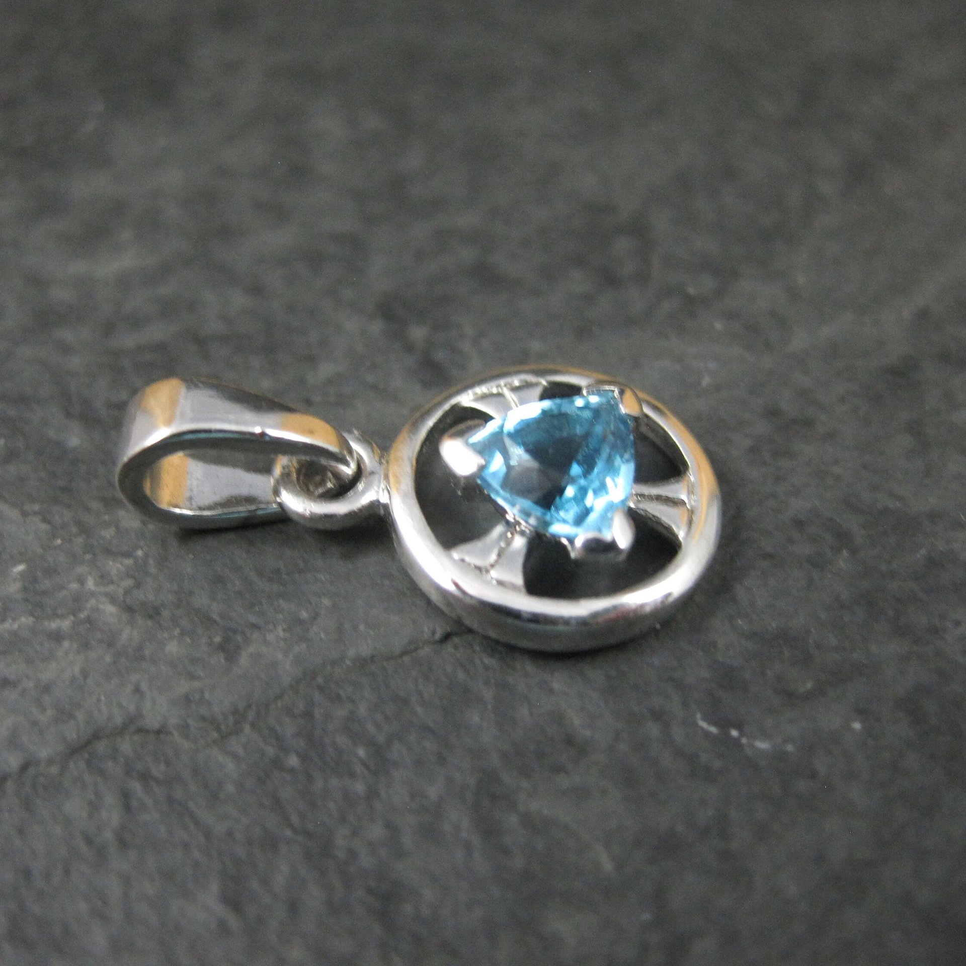 Small Sterling Blue Topaz Pendant