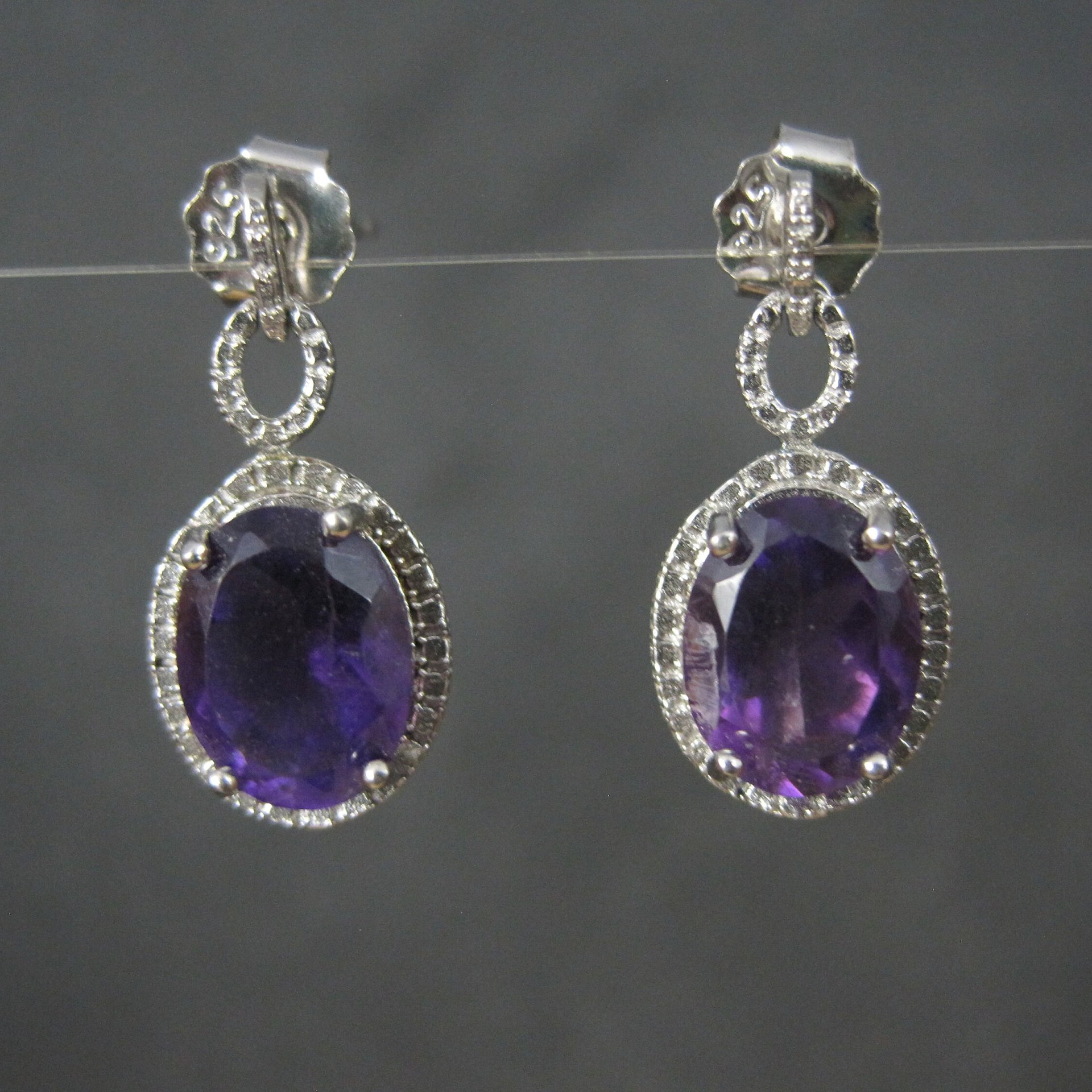 90s Sterling Amethyst Earrings New Old Stock