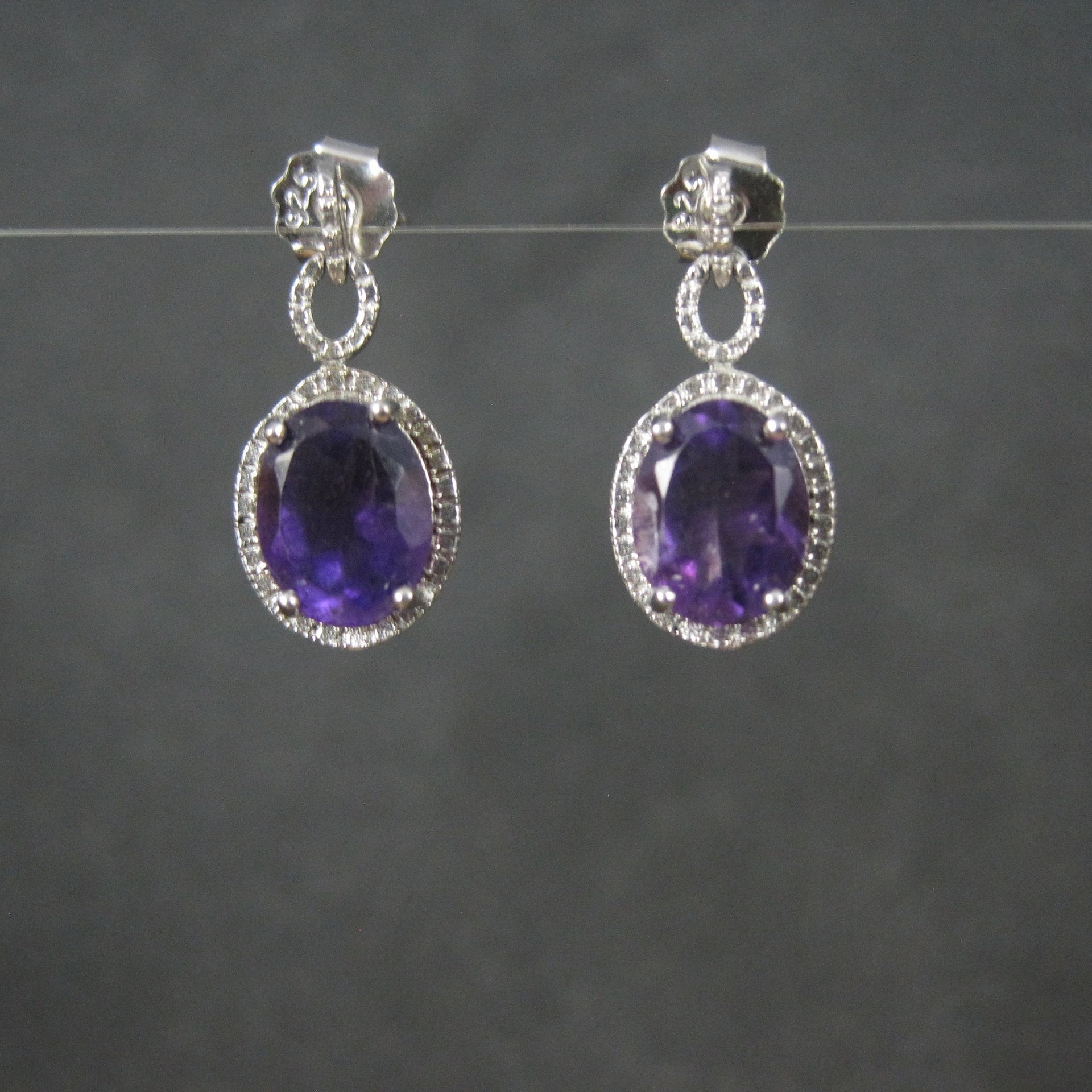 90s Sterling Amethyst Earrings New Old Stock