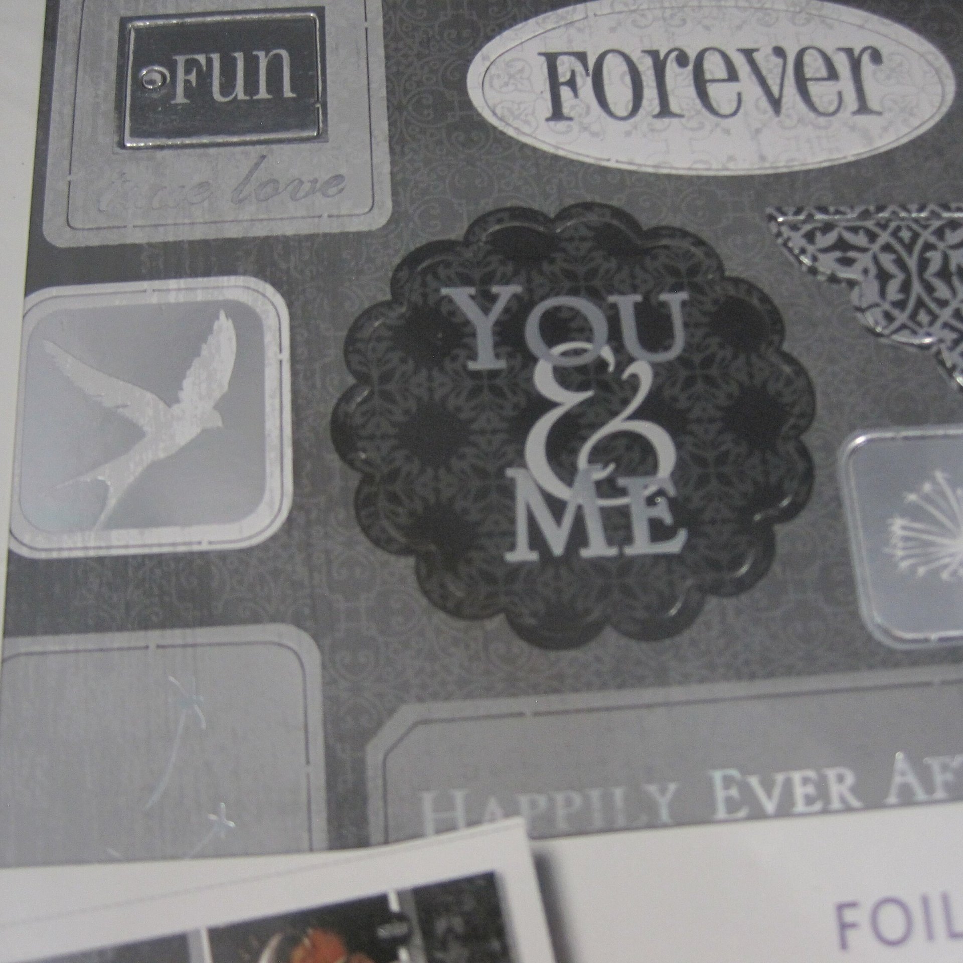 Black Silver White Wedding Foil Chipboard Accents Scrapbooking
