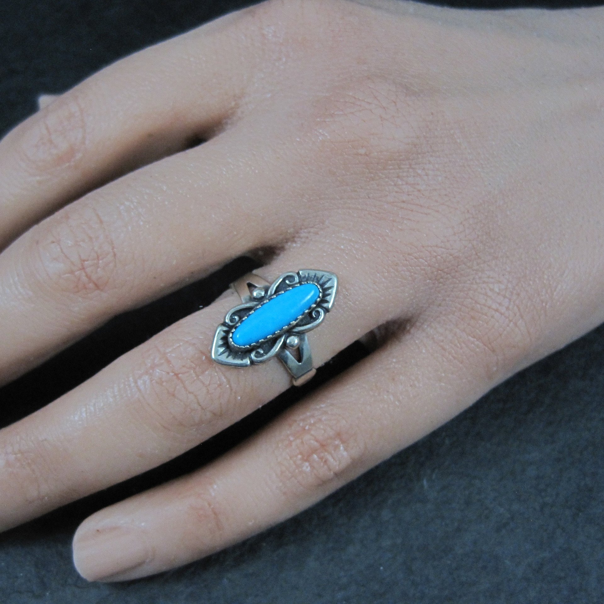 Southwestern Sterling Turquoise Ring Size 6 William Wheeler Co