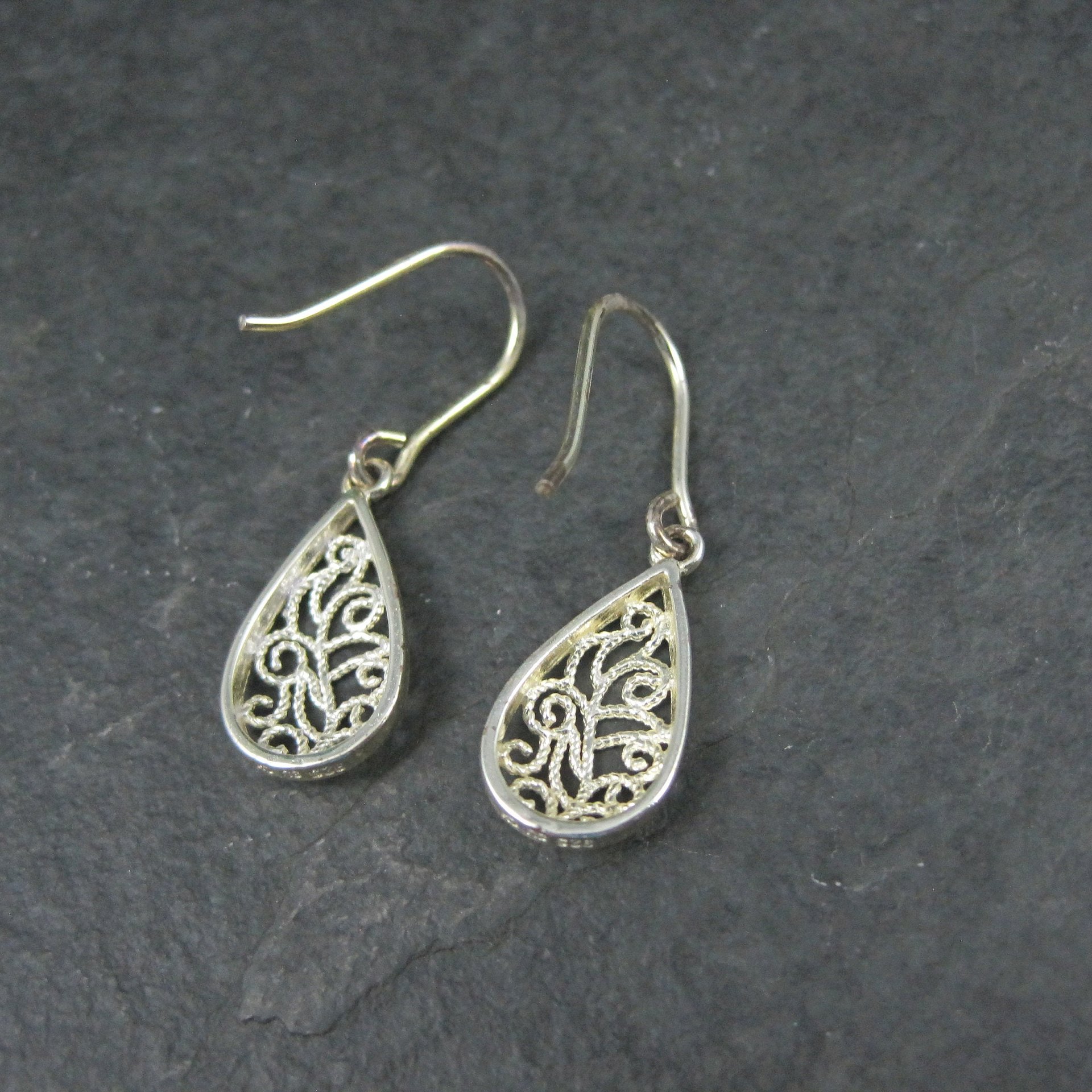 Small Vintage Sterling Filigree Earrings
