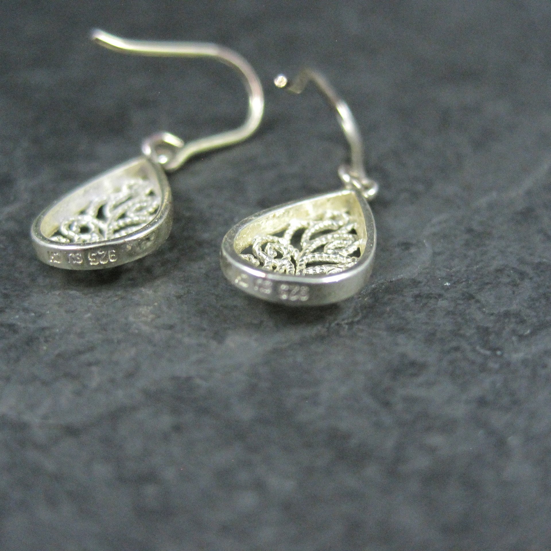 Small Vintage Sterling Filigree Earrings