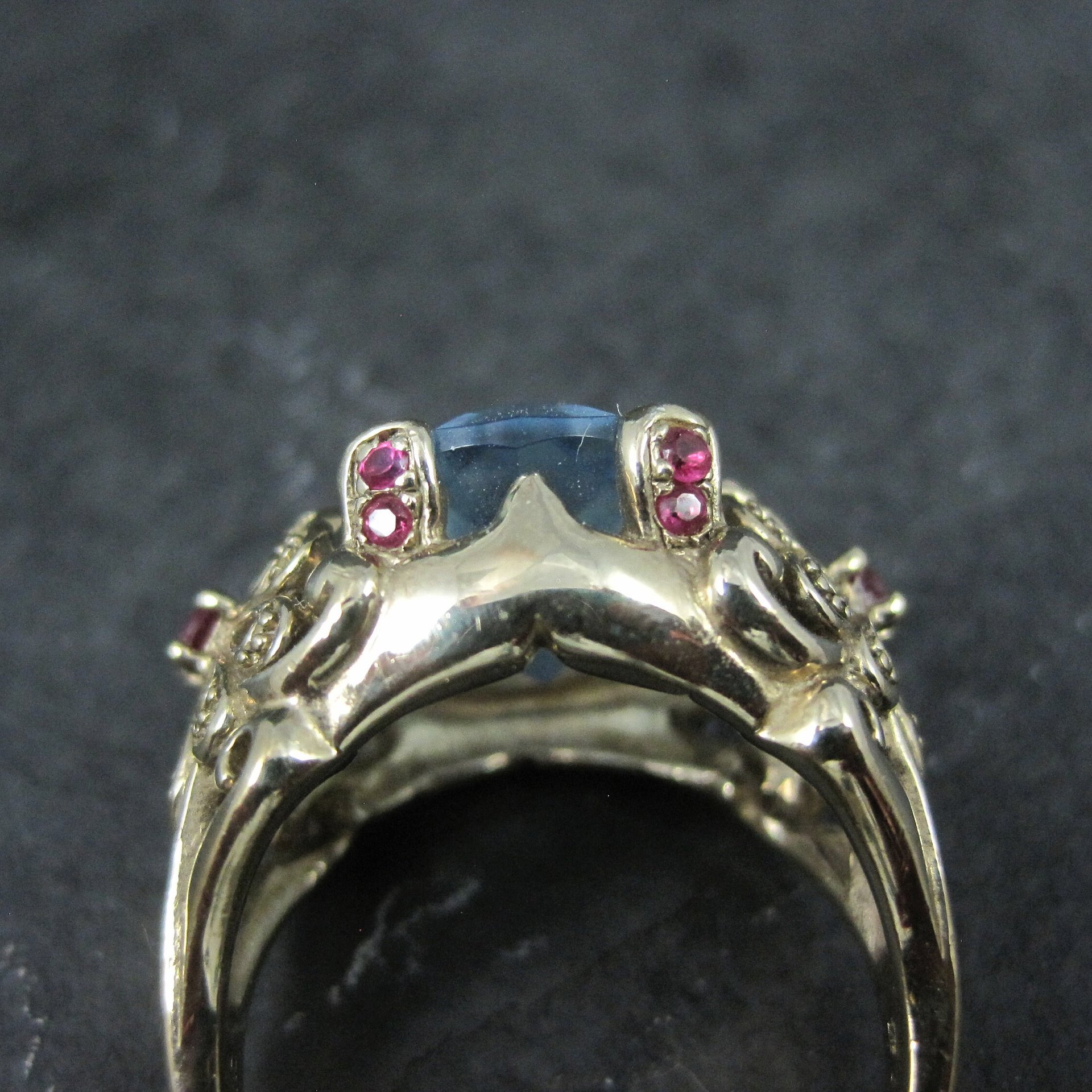 Vintage Vermeil Sterling Topaz Ruby Flower Ring Size 8