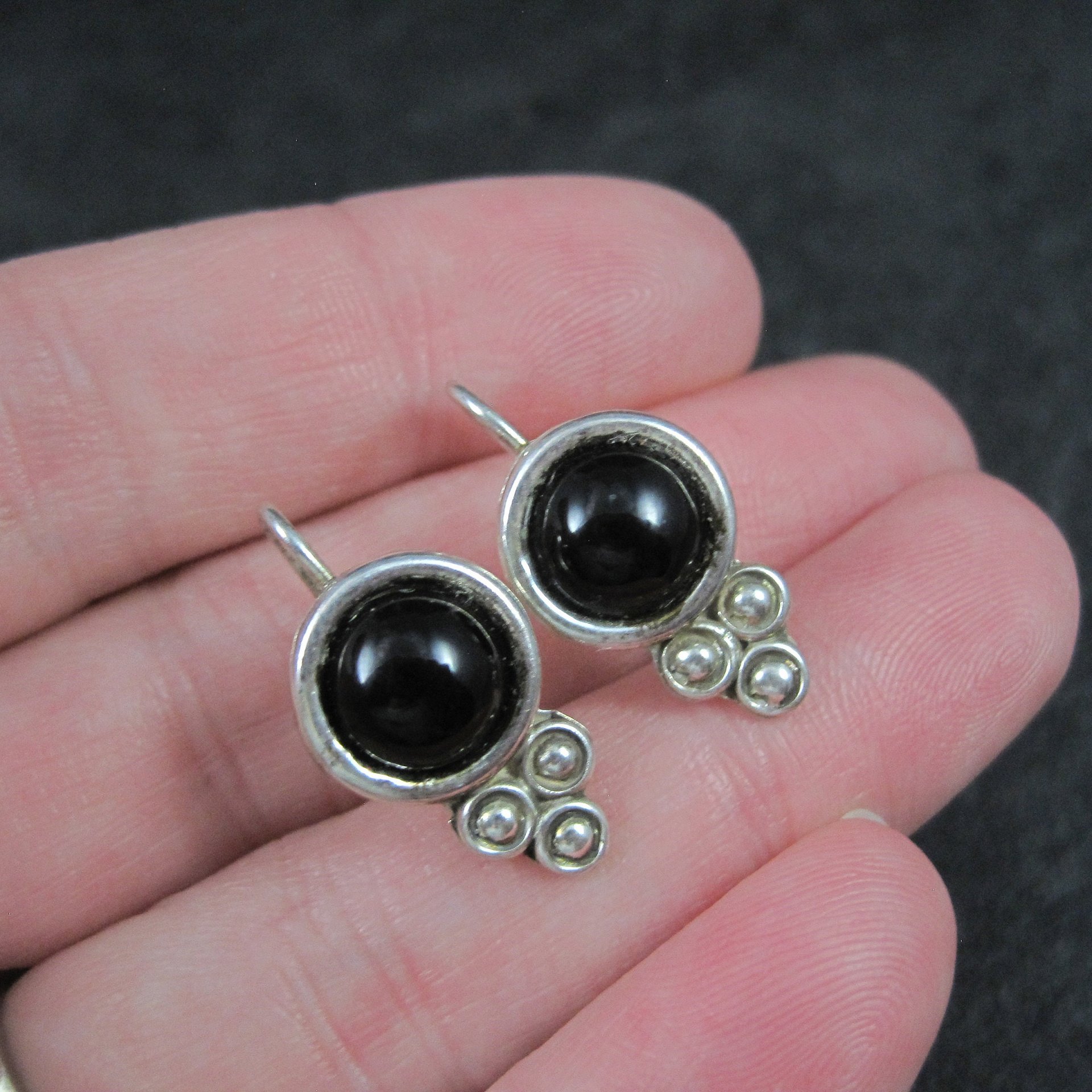 Vintage Sterling Onyx Earrings