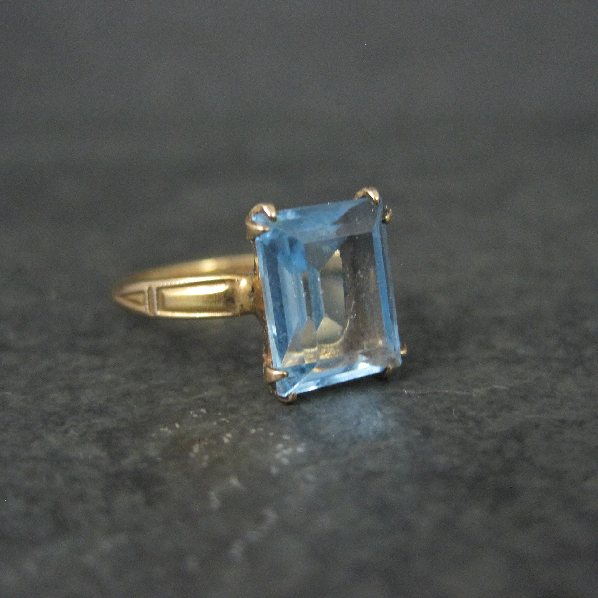 Antique Gold Filled Blue Glass Ring Sizes 5.75 & 6 Available New Old Stock