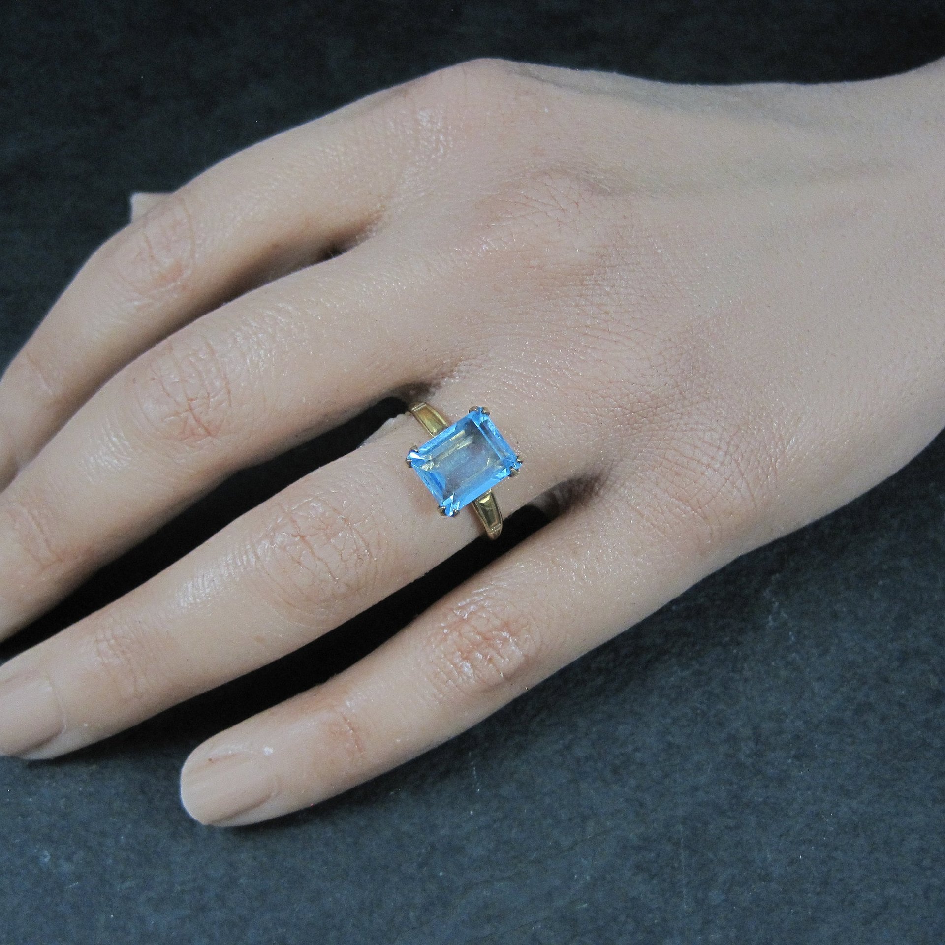 Antique Gold Filled Blue Glass Ring Sizes 5.75 & 6 Available New Old Stock