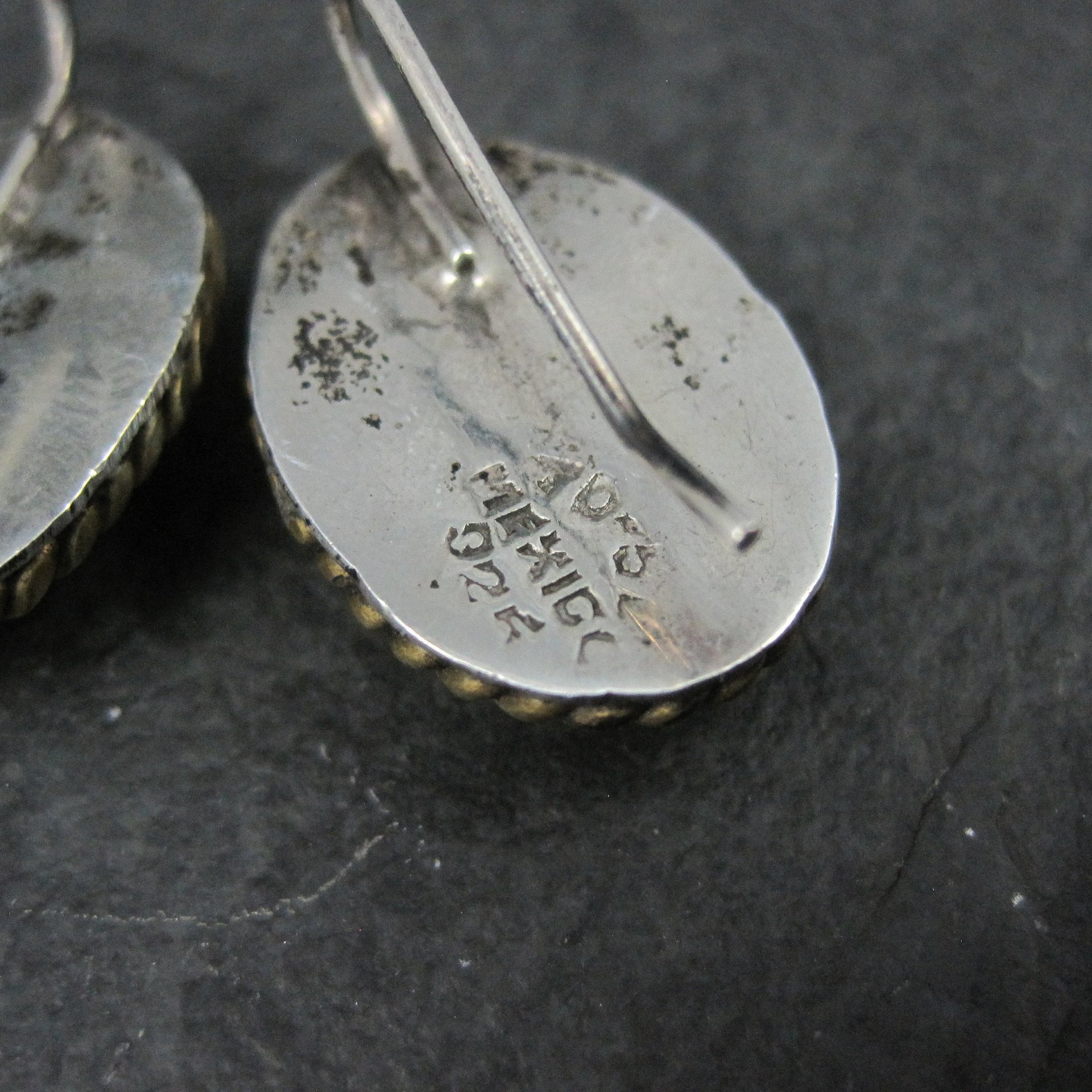 Vintage Mexican Sterling Brass Earrings