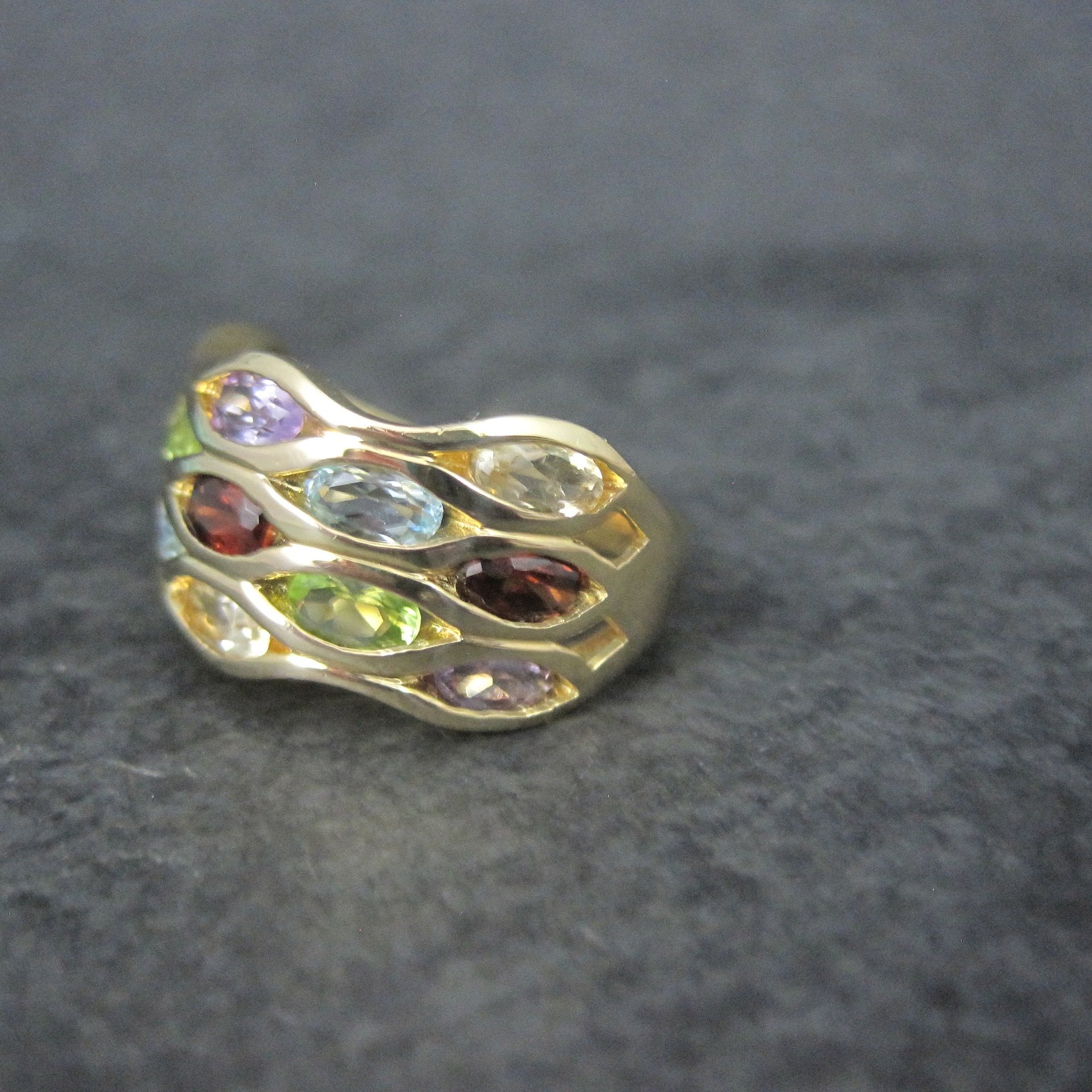 Vintage Vermeil Sterling Gemstone Ring Size 8