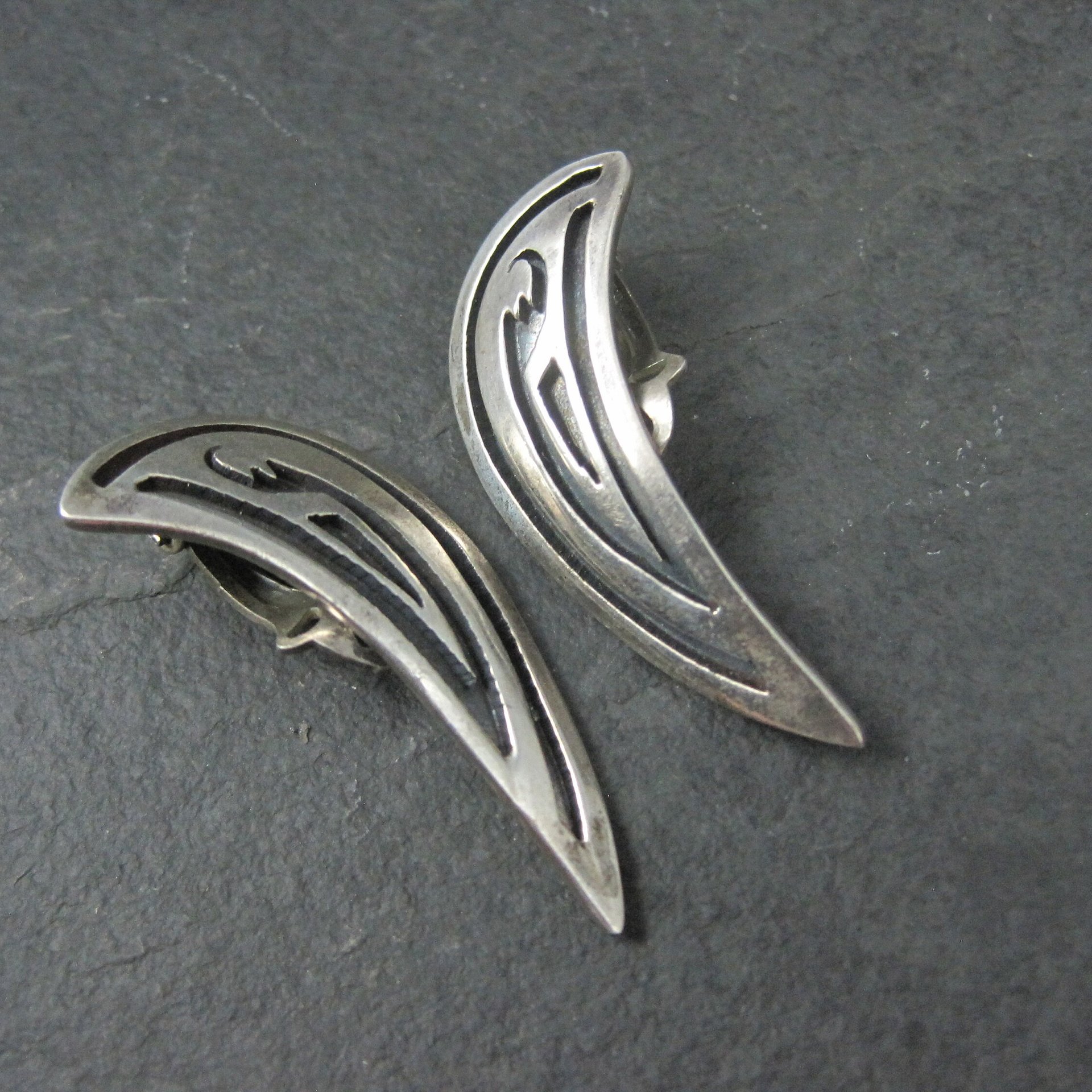 Southwestern Sterling Clip On Climber Earrings