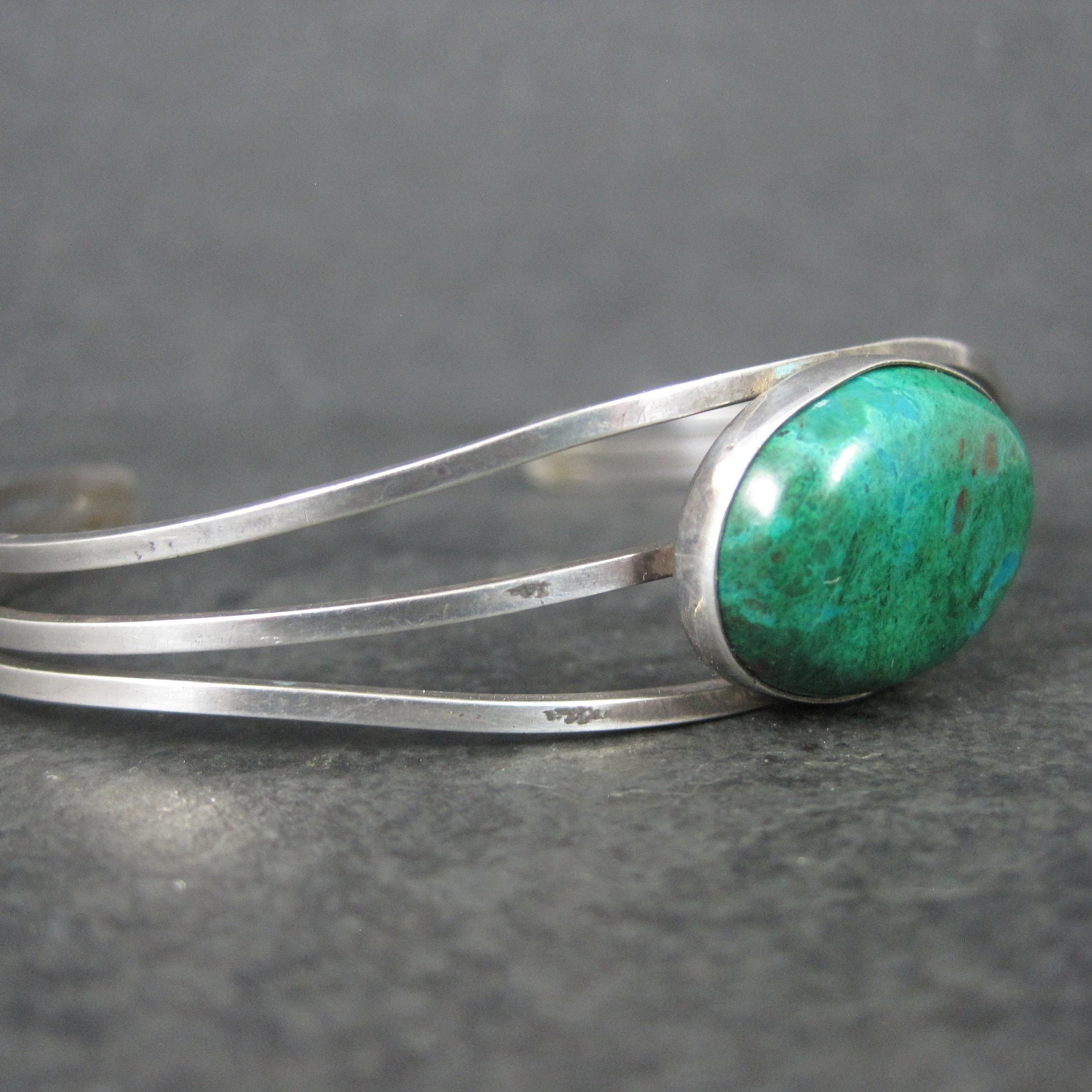 Vintage Sterling Chrysocolla Cuff Bracelet 6.5 Inches