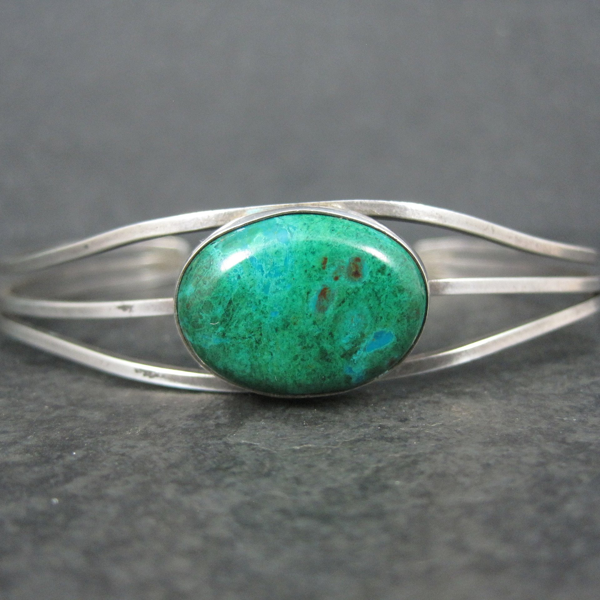 Vintage Sterling Chrysocolla Cuff Bracelet 6.5 Inches