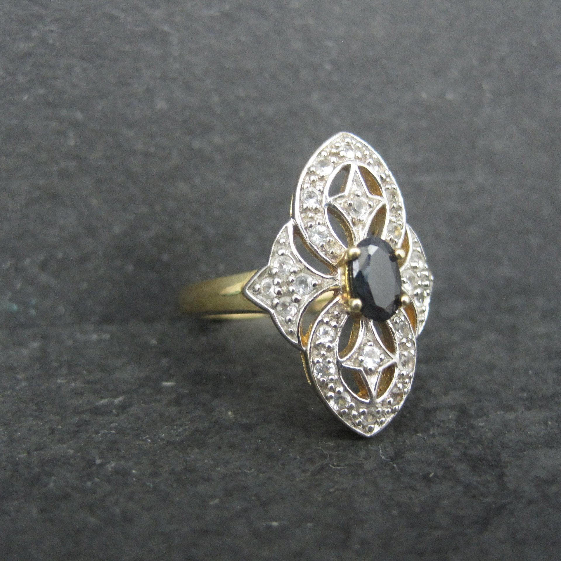 Vintage Vermeil Sterling Sapphire Ring Size 8