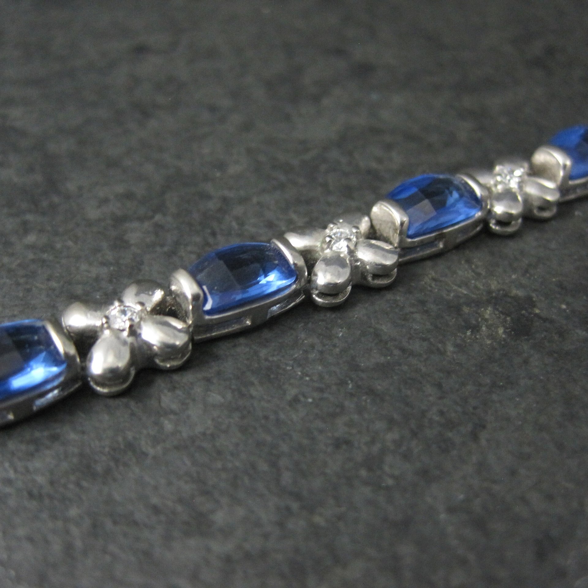 Sterling Faux Sapphire Bracelet 7 Inches