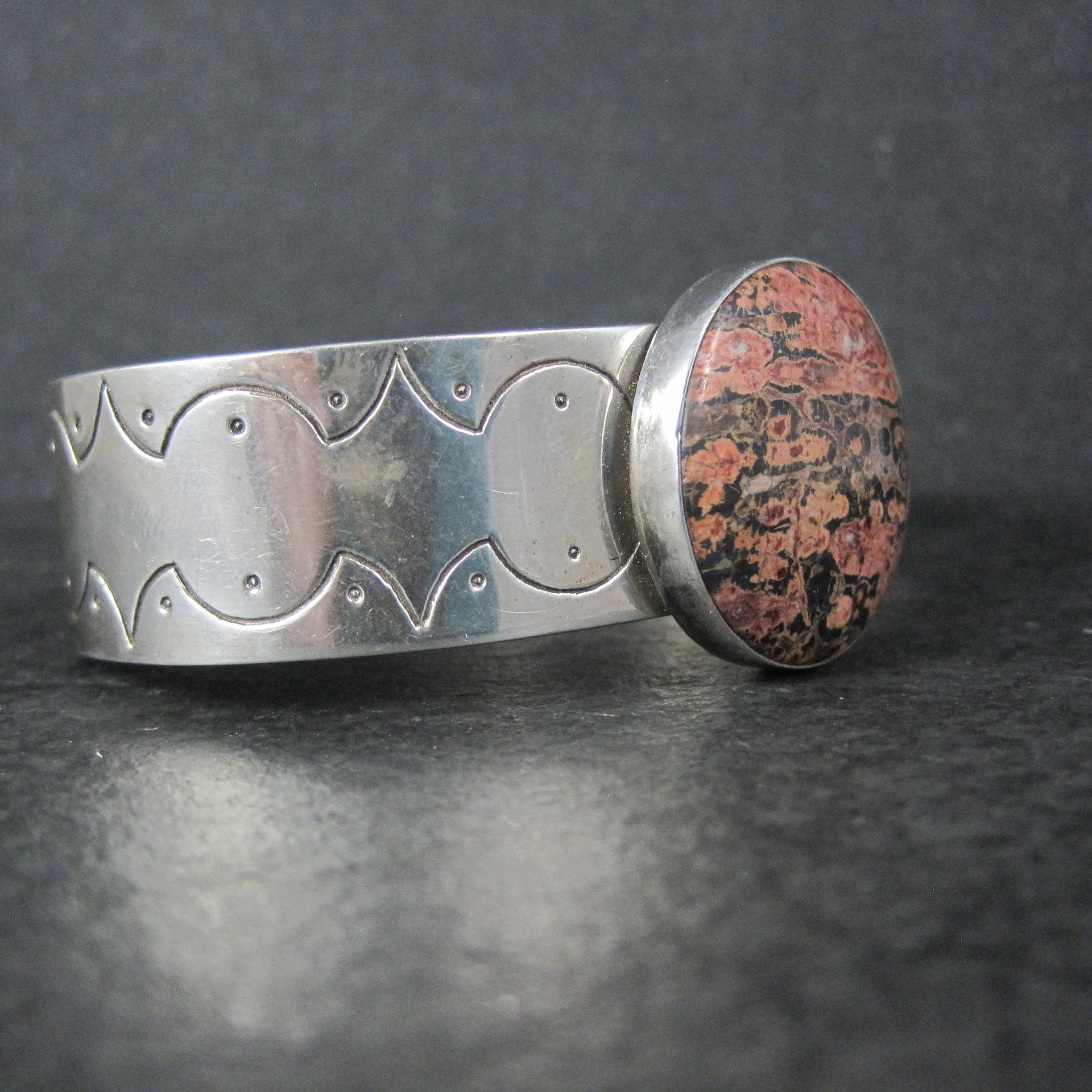 Vintage Sterling Jasper Cuff Bracelet 6.5 Inches Desert Rose Trading Jay King