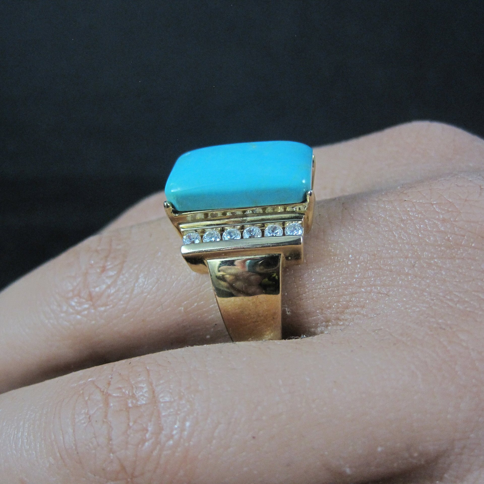 Ross Simons Vermeil Sterling Turquoise Ring Size 8