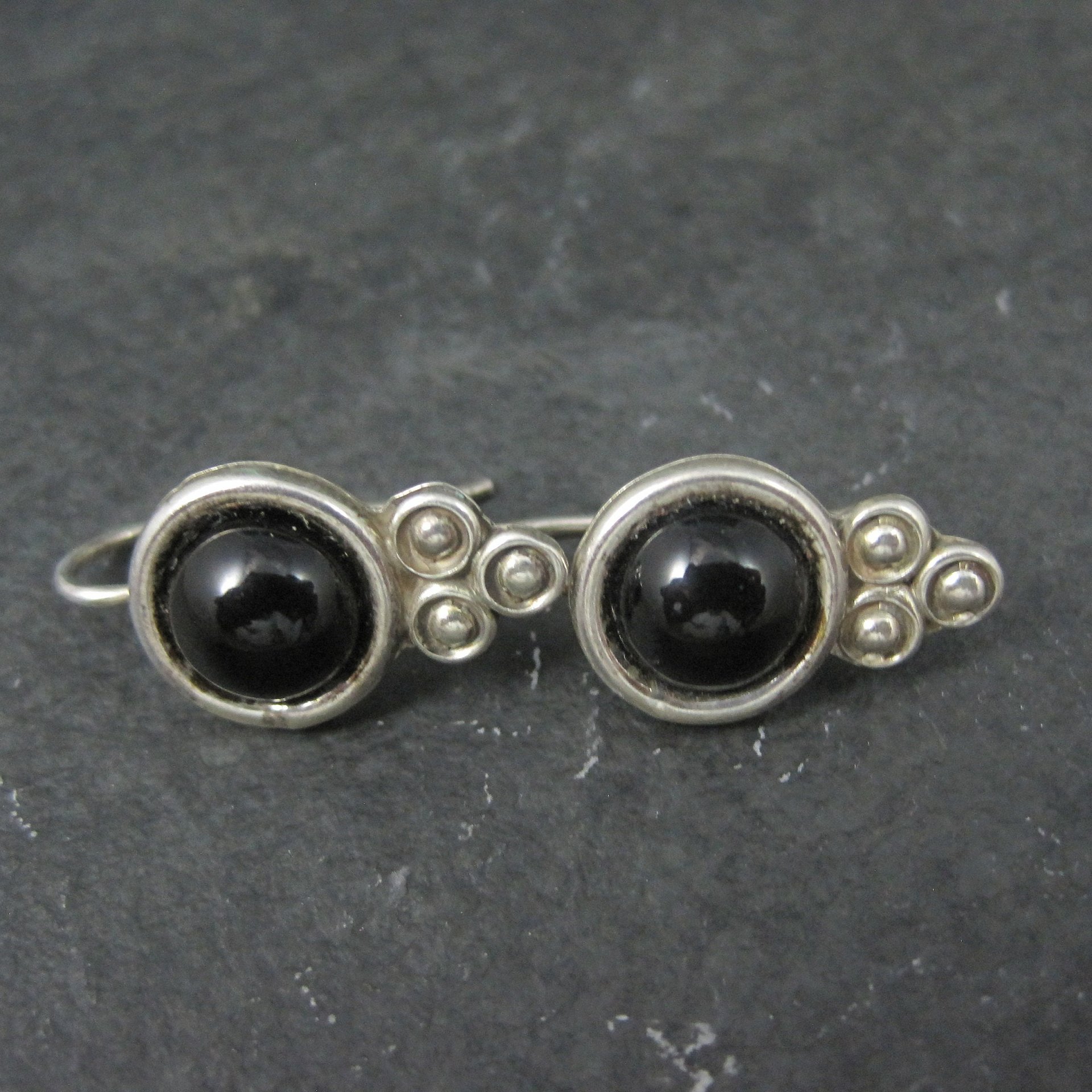 Vintage Sterling Onyx Earrings