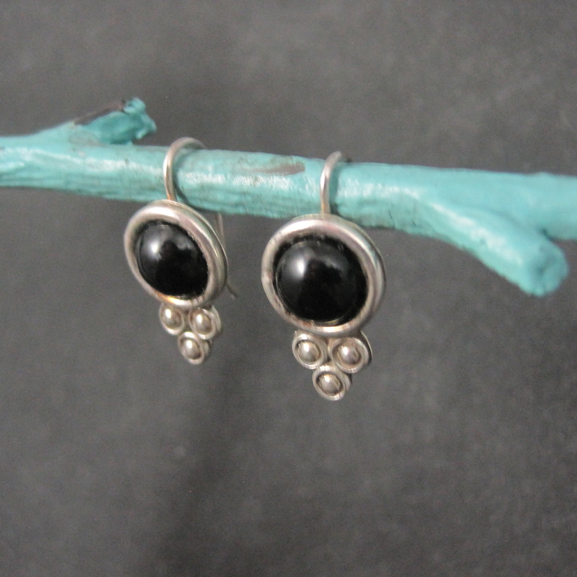 Vintage Sterling Onyx Earrings