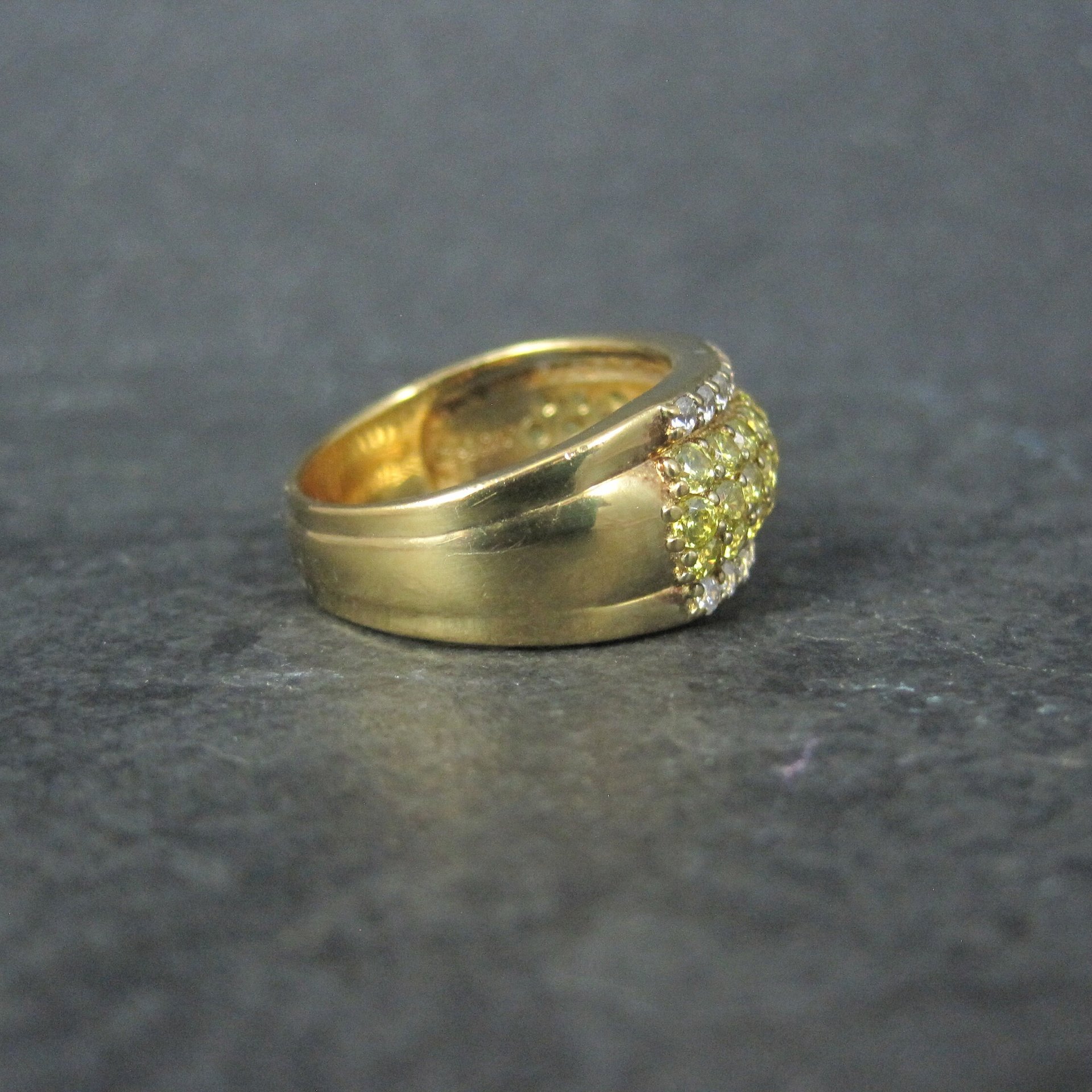 Vermeil Sterling Yellow White Cz Ring Size 8