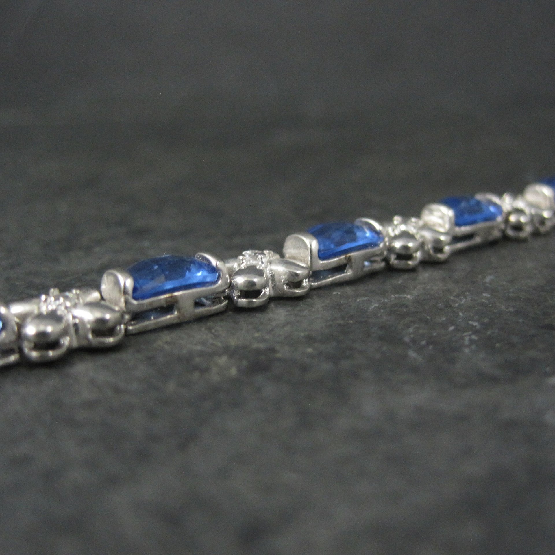 Sterling Faux Sapphire Bracelet 7 Inches