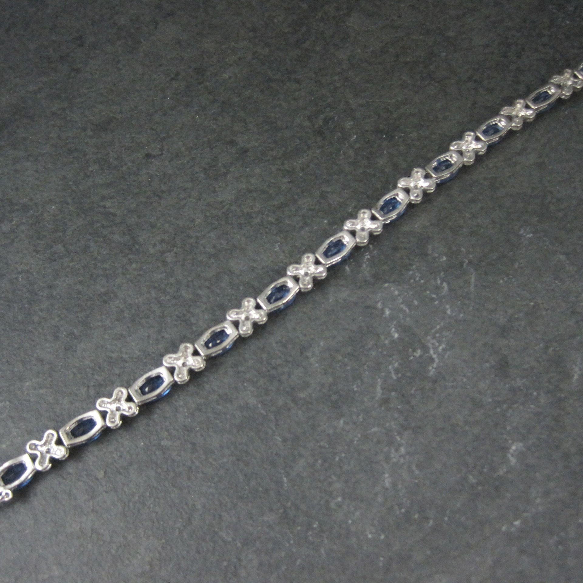 Sterling Faux Sapphire Bracelet 7 Inches