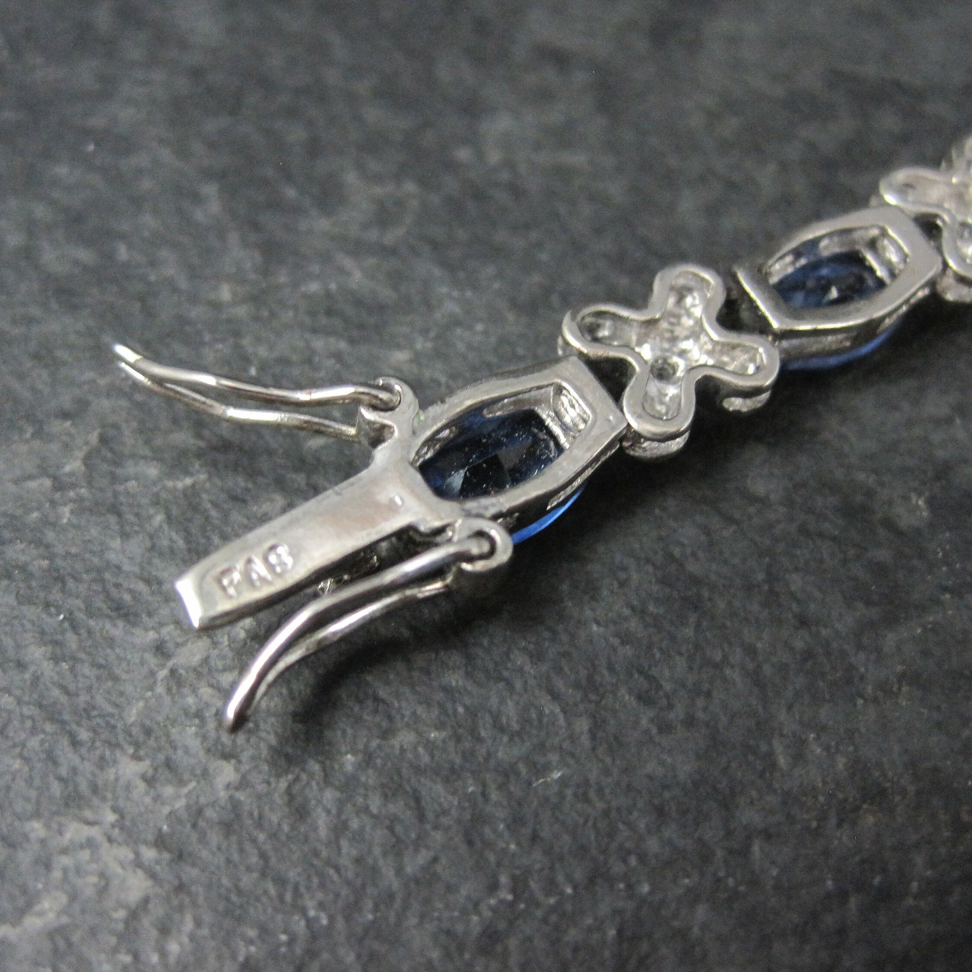 Sterling Faux Sapphire Bracelet 7 Inches