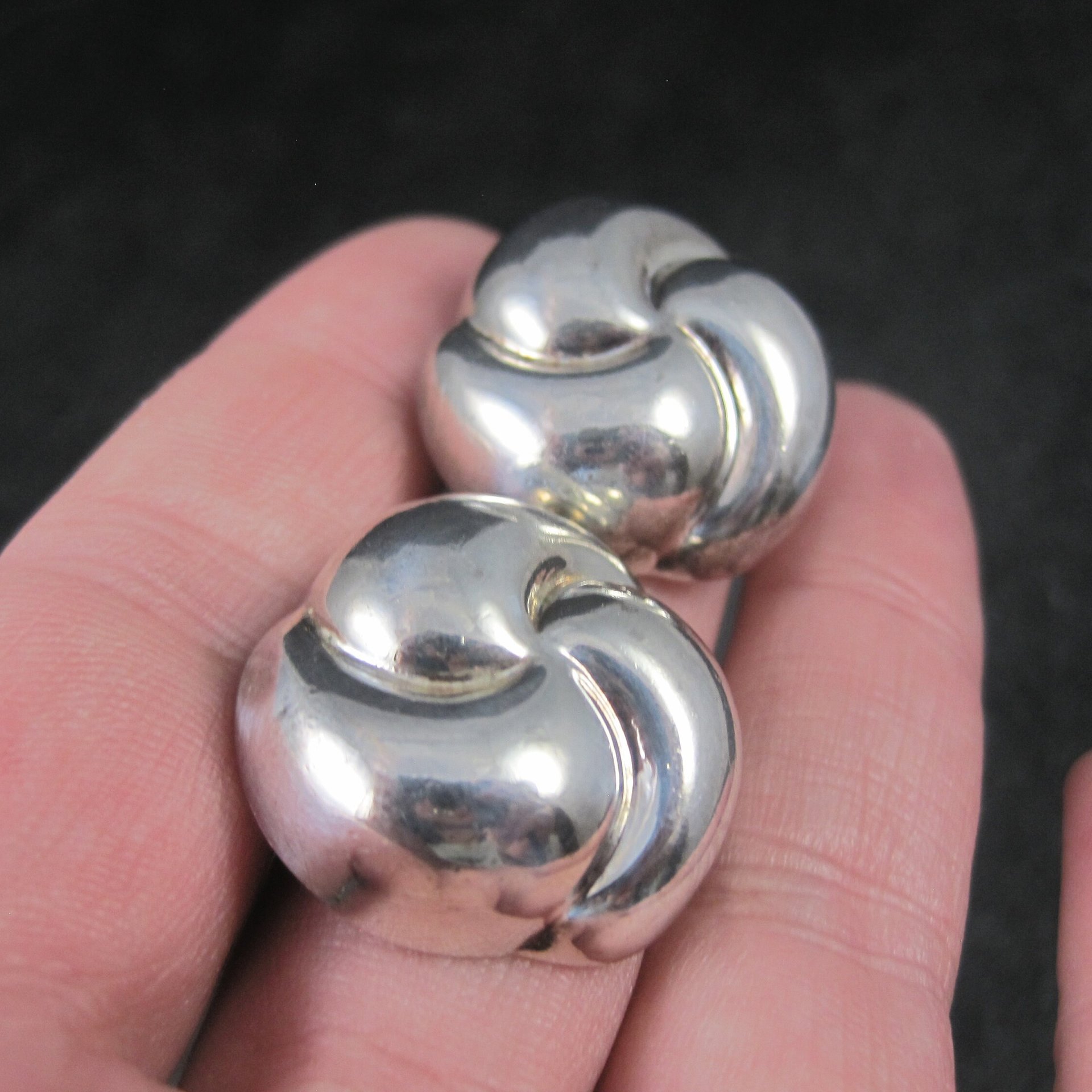 Vintage Contemporary Sterling Clip On Earrings