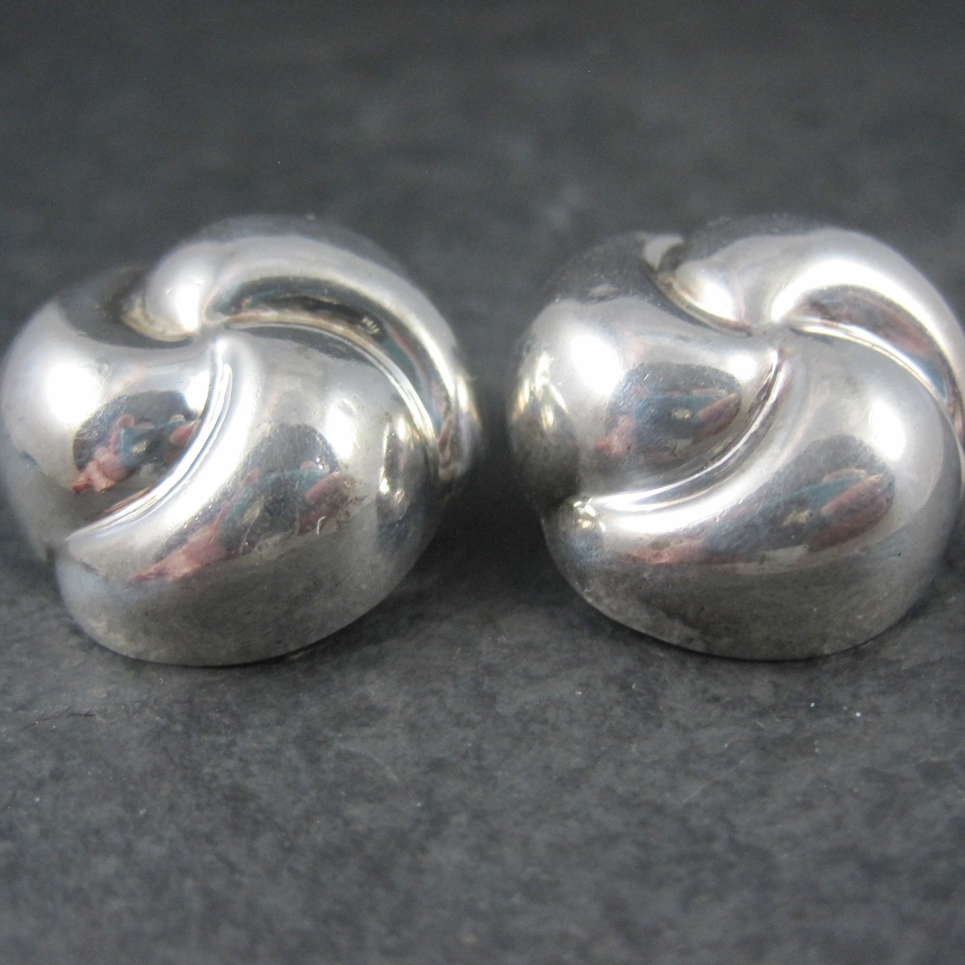 Vintage Contemporary Sterling Clip On Earrings