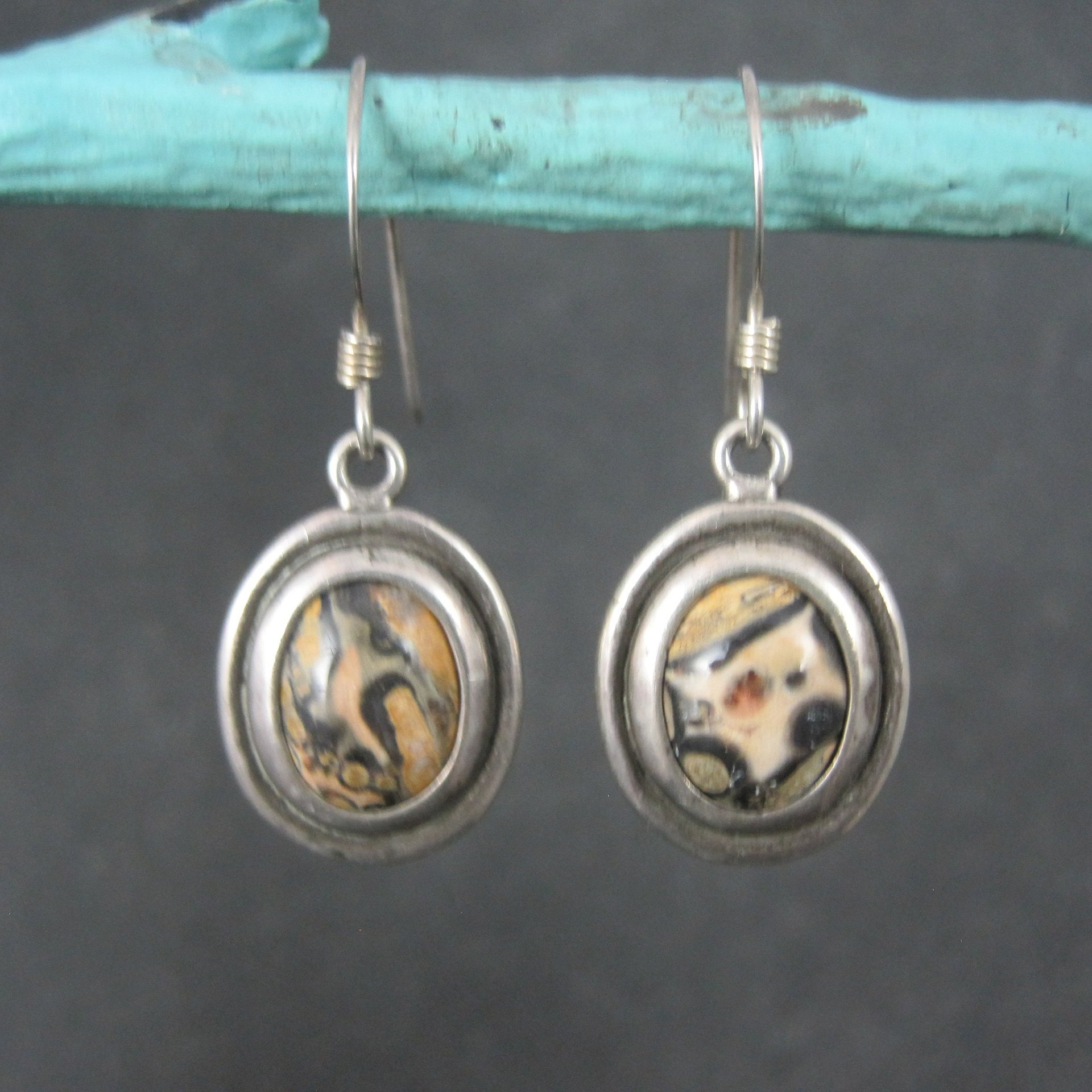 Vintage Sterling Jasper Earrings