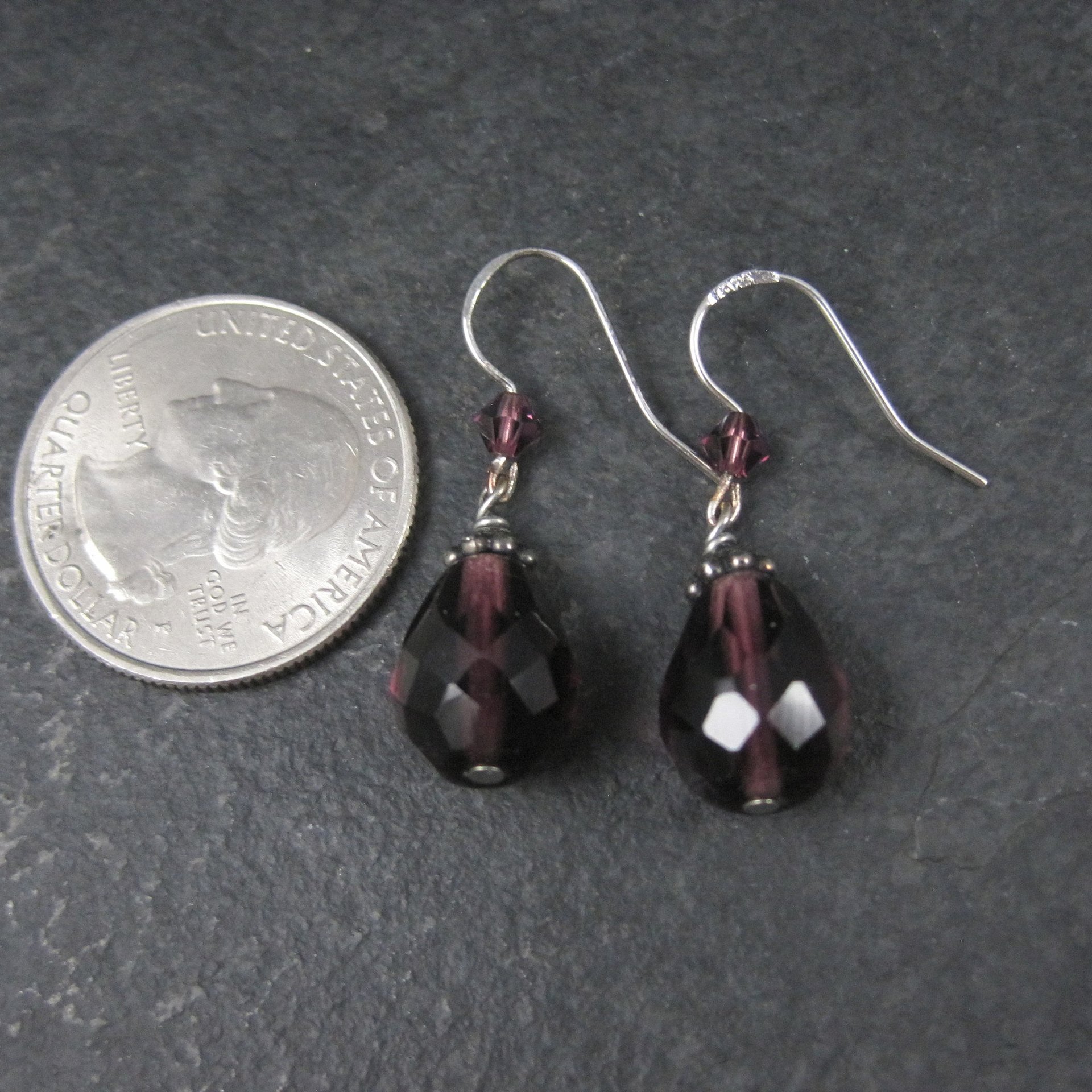 Vintage Sterling Purple Crystal Earrings